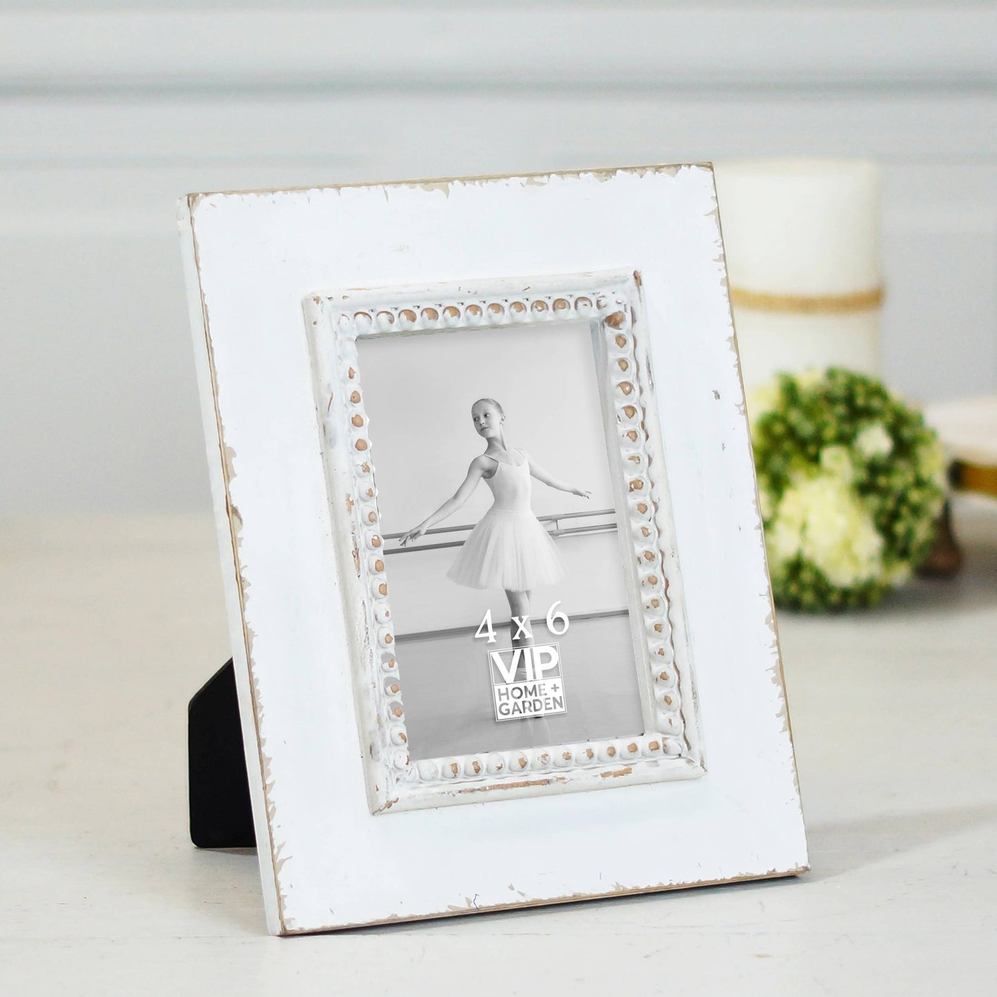 VIP Wood 9.5 in. White 4x6 Photo Frame