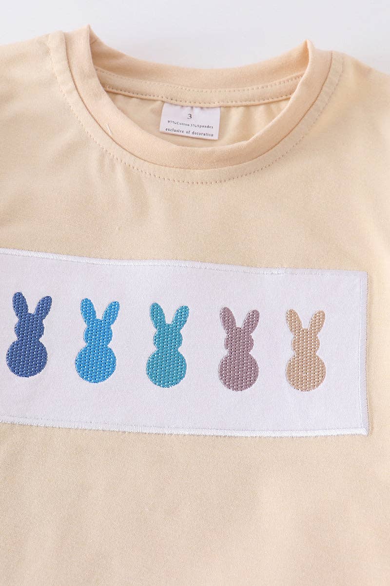 Beige Easter Rabbit Applique Boy Set