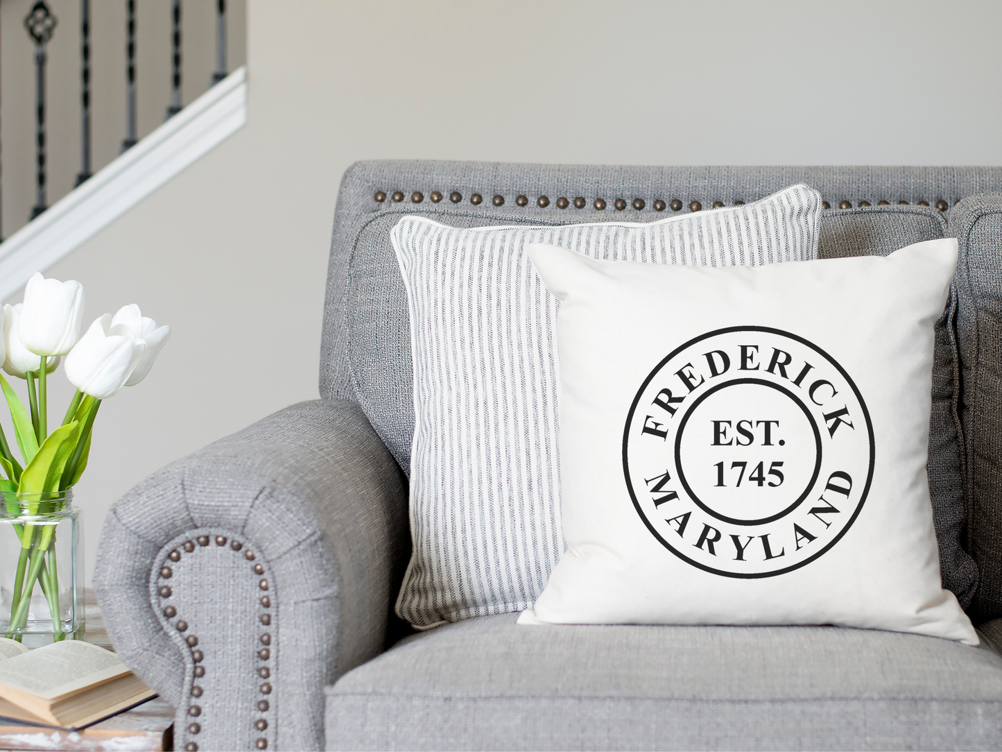 Postmark Style Town and State Pillow with Established Date