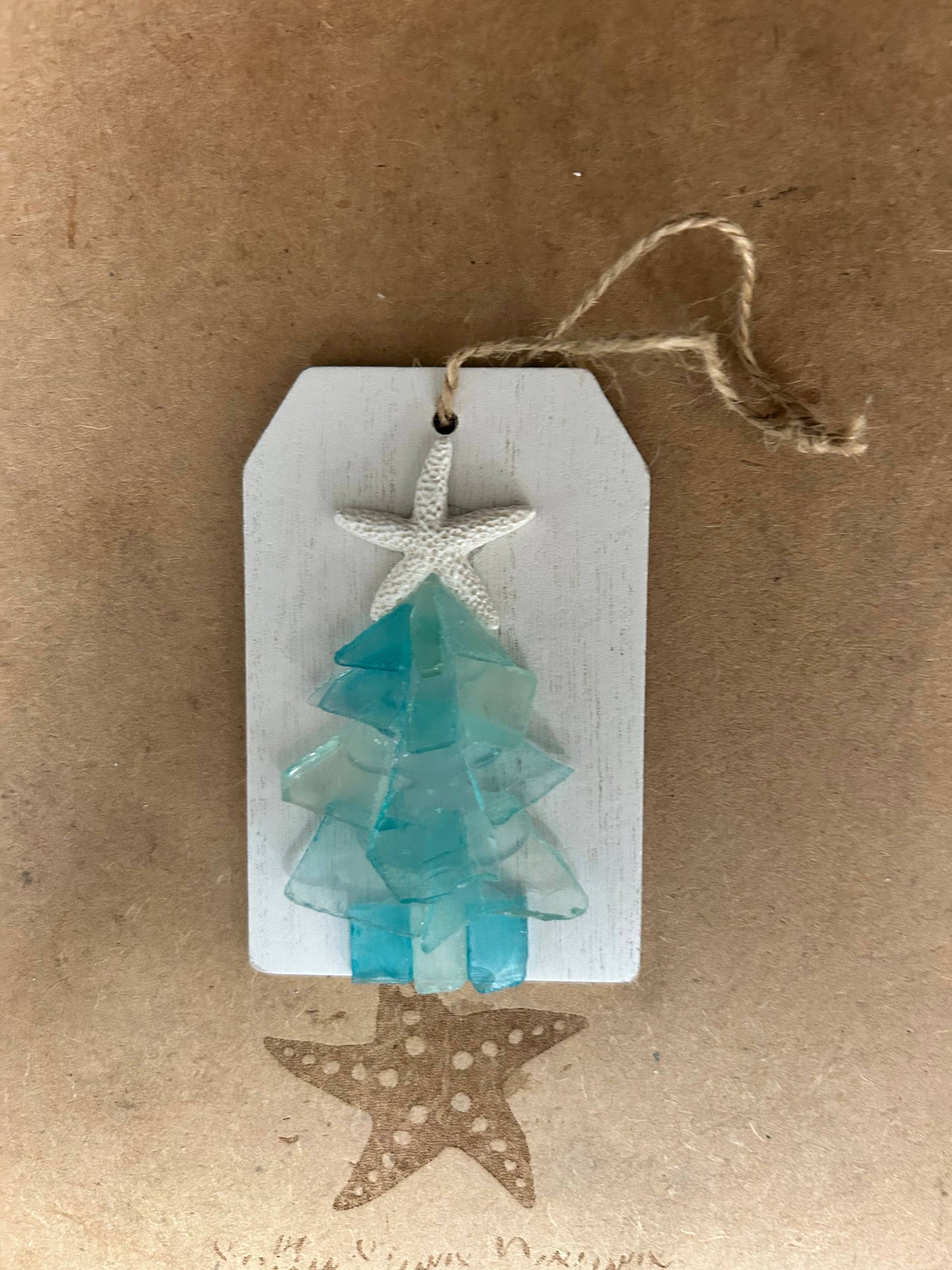 Plank Seaglass Tree Christmas Ornament/Gift Tag
