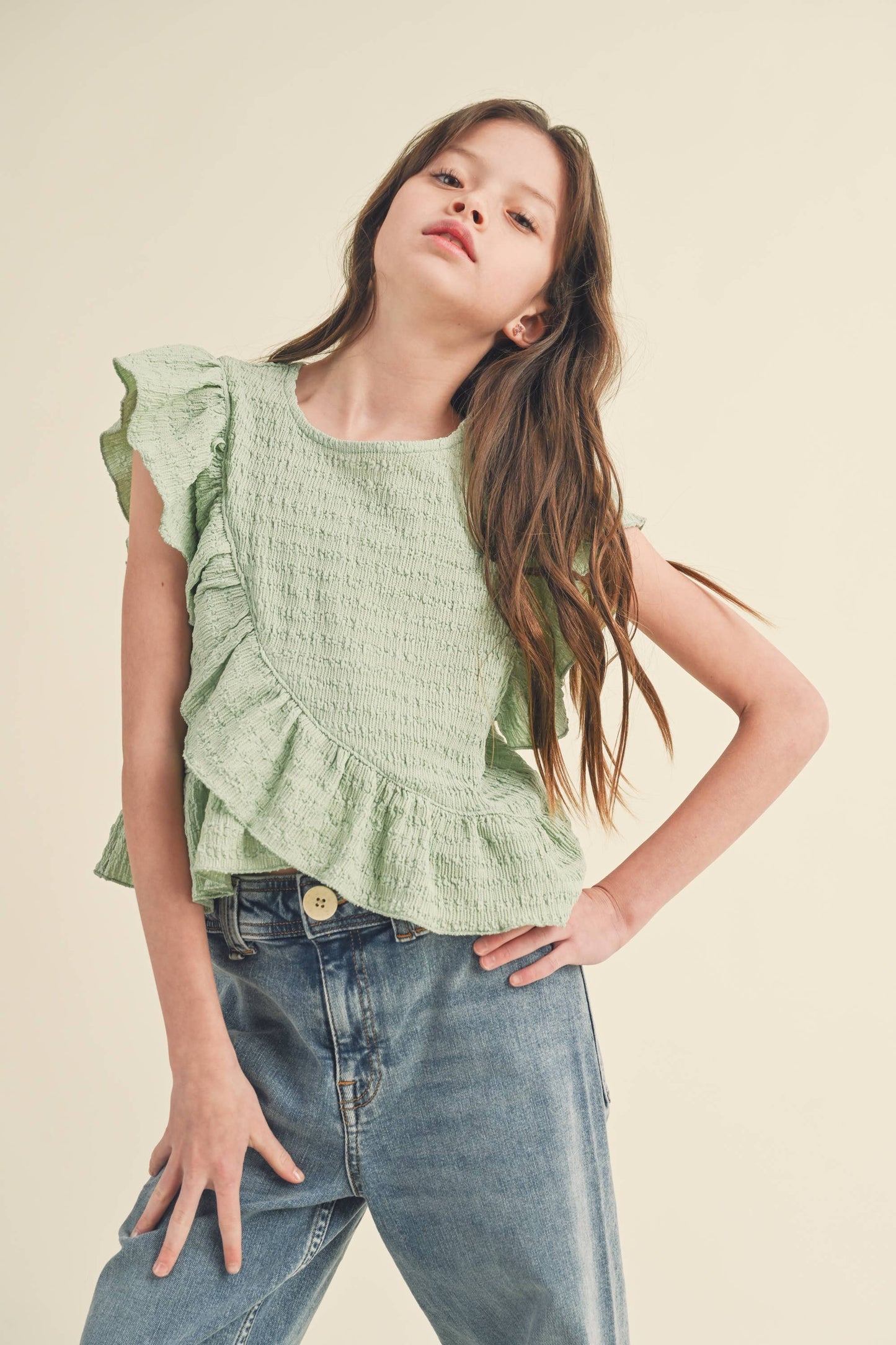 TWEEN KIDS GIRLS ASYMMETRICAL SLEEVELESS TOP (7-14)