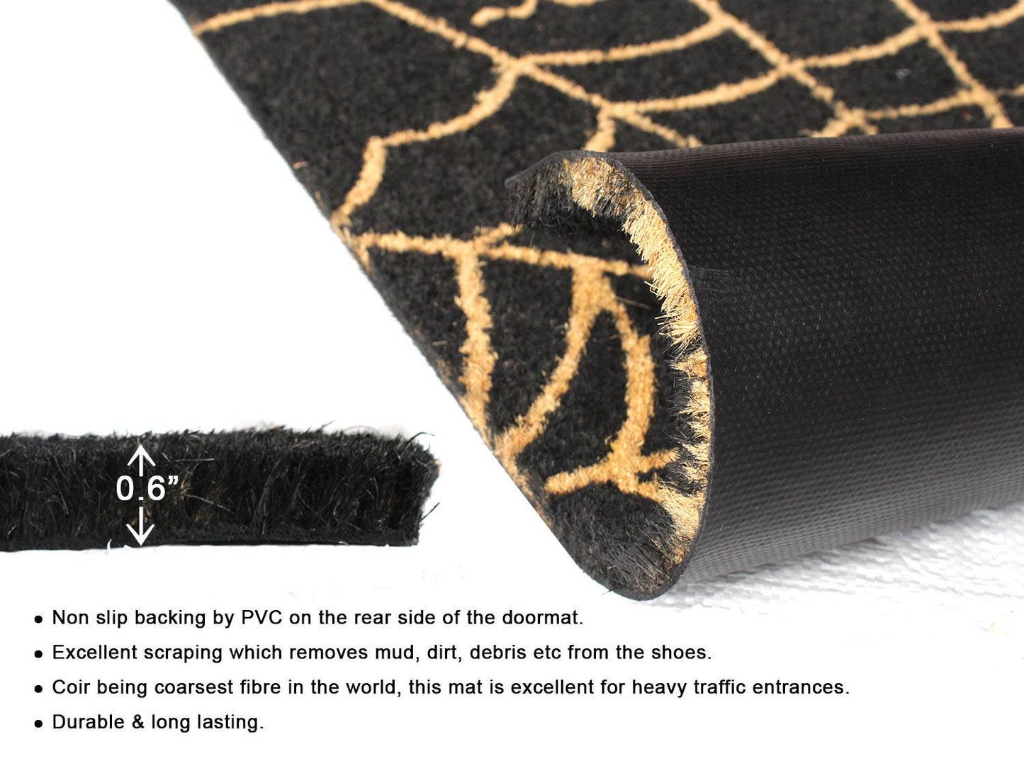 RugSmith Natural Tufted Spider Web Doormat, 18" x 30"
