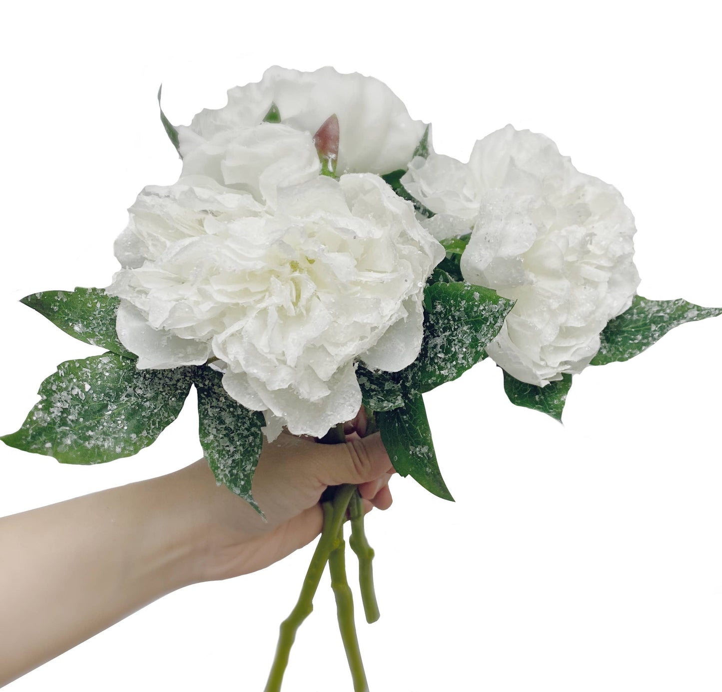 14" Snowy peony bloom-White Christmas Winter Wedding Flower