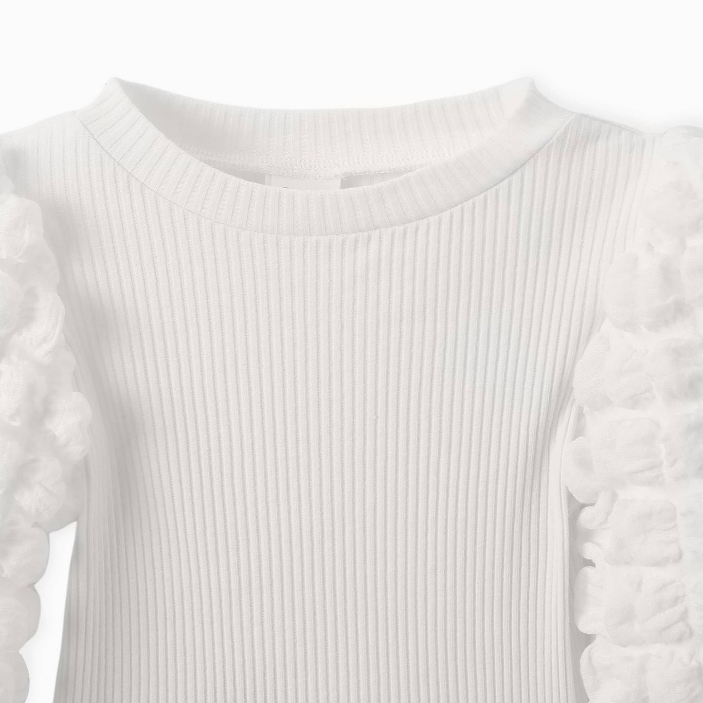Toddler Girl 2pcs Puff-sleeve Tee and Leather Skirt Set