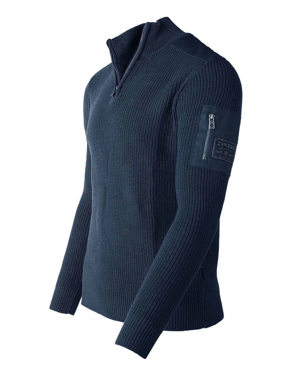 SWT31 ZIMEGO Mens Quarter Zip Up Mock Turtle Neck Sweater