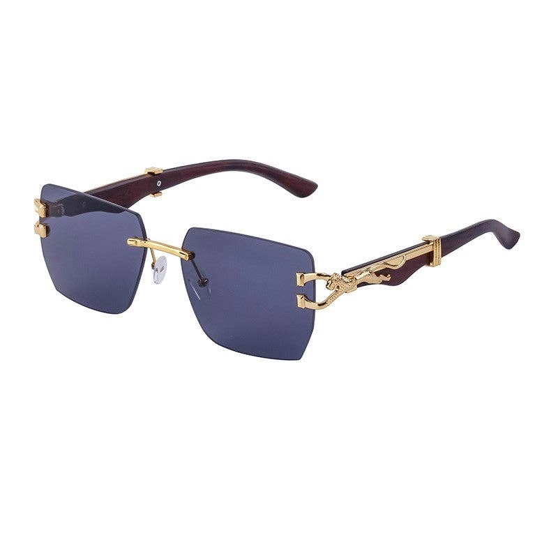 Vintage Leopard Print Square Sunglasses For Men