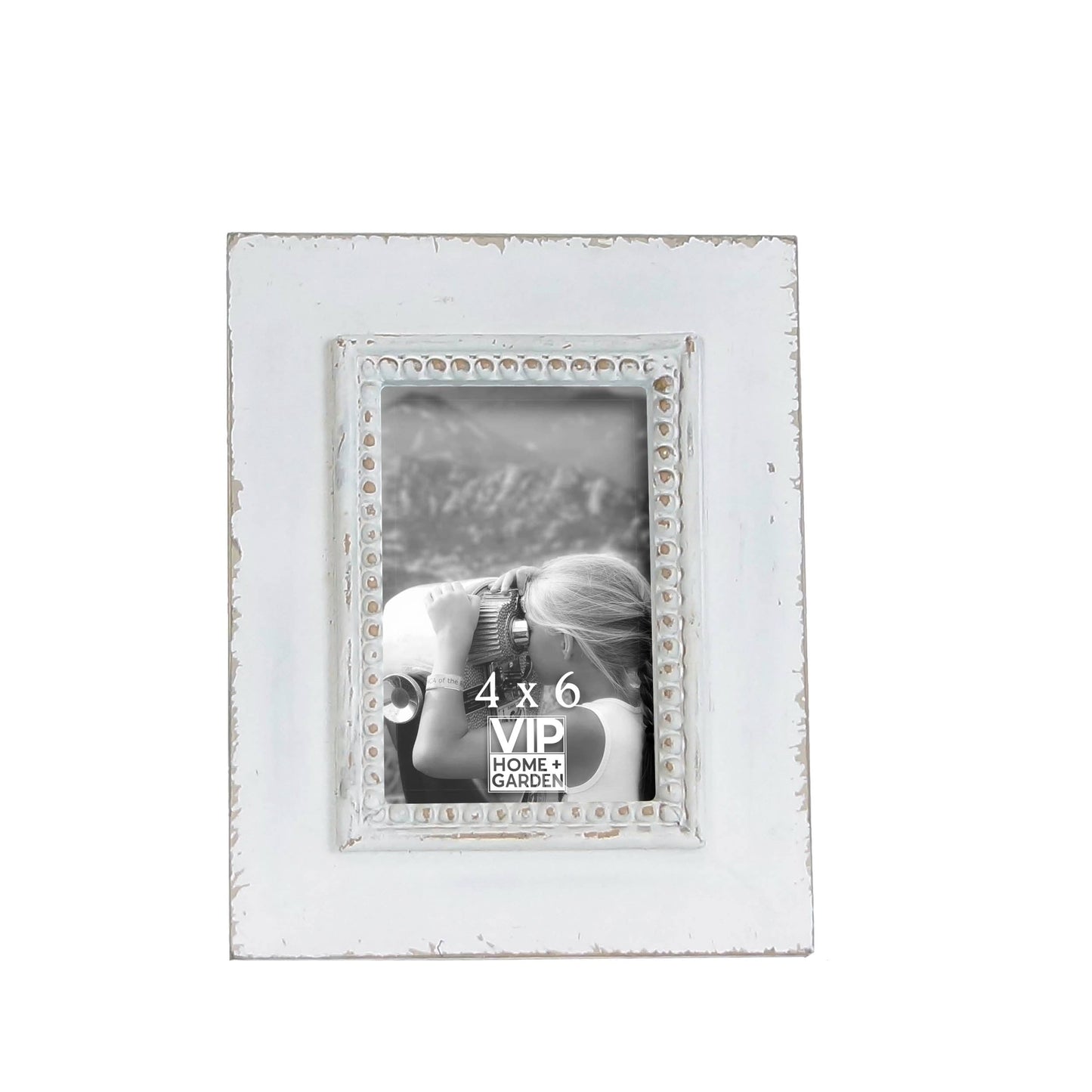 VIP Wood 9.5 in. White 4x6 Photo Frame