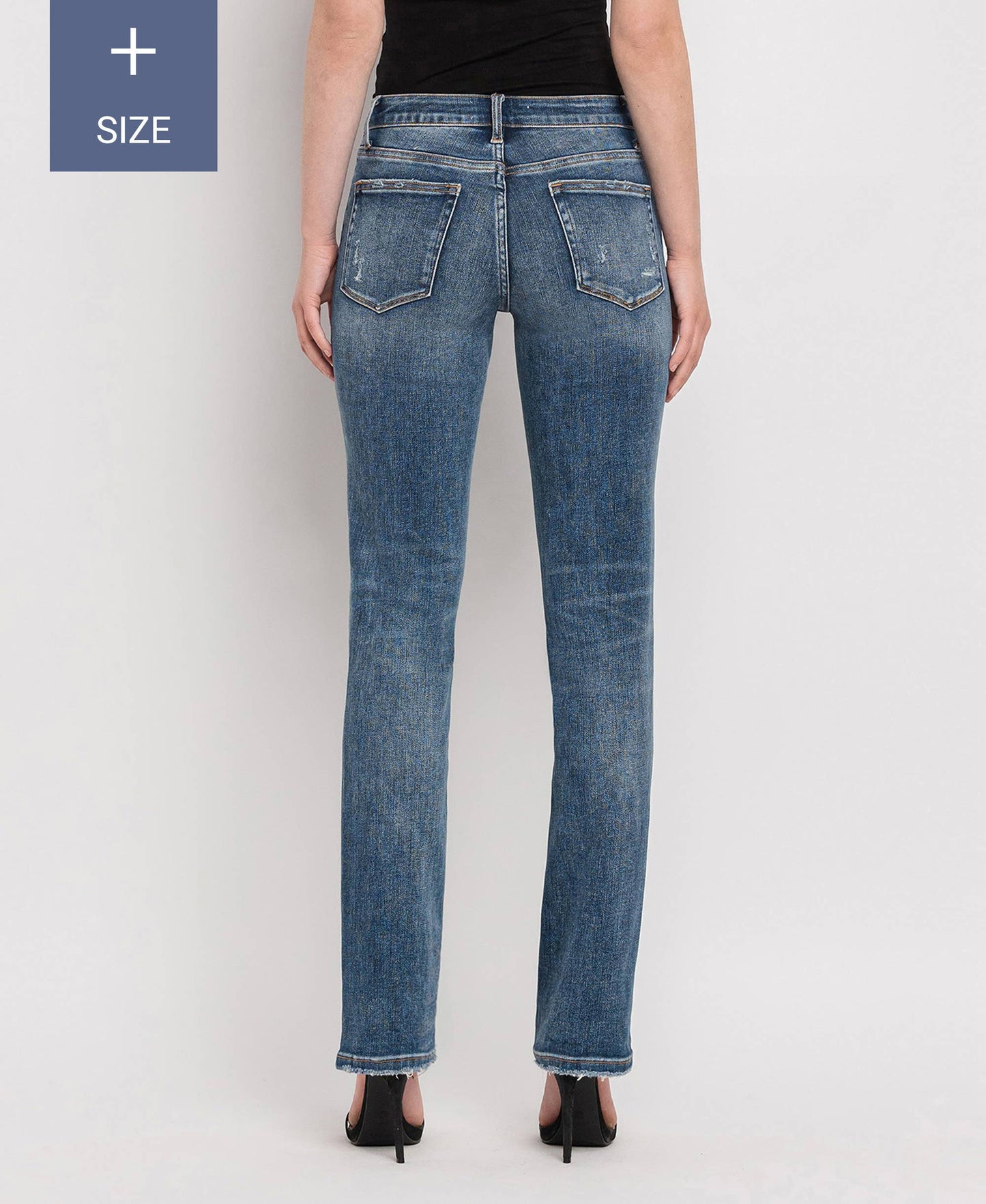 PLUS SIZE MID RISE SLIM STRAIGHT JEANS LV1027-P