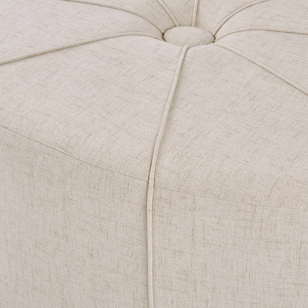 Oval Oversized Ottoman with Tufted Center, Cream *