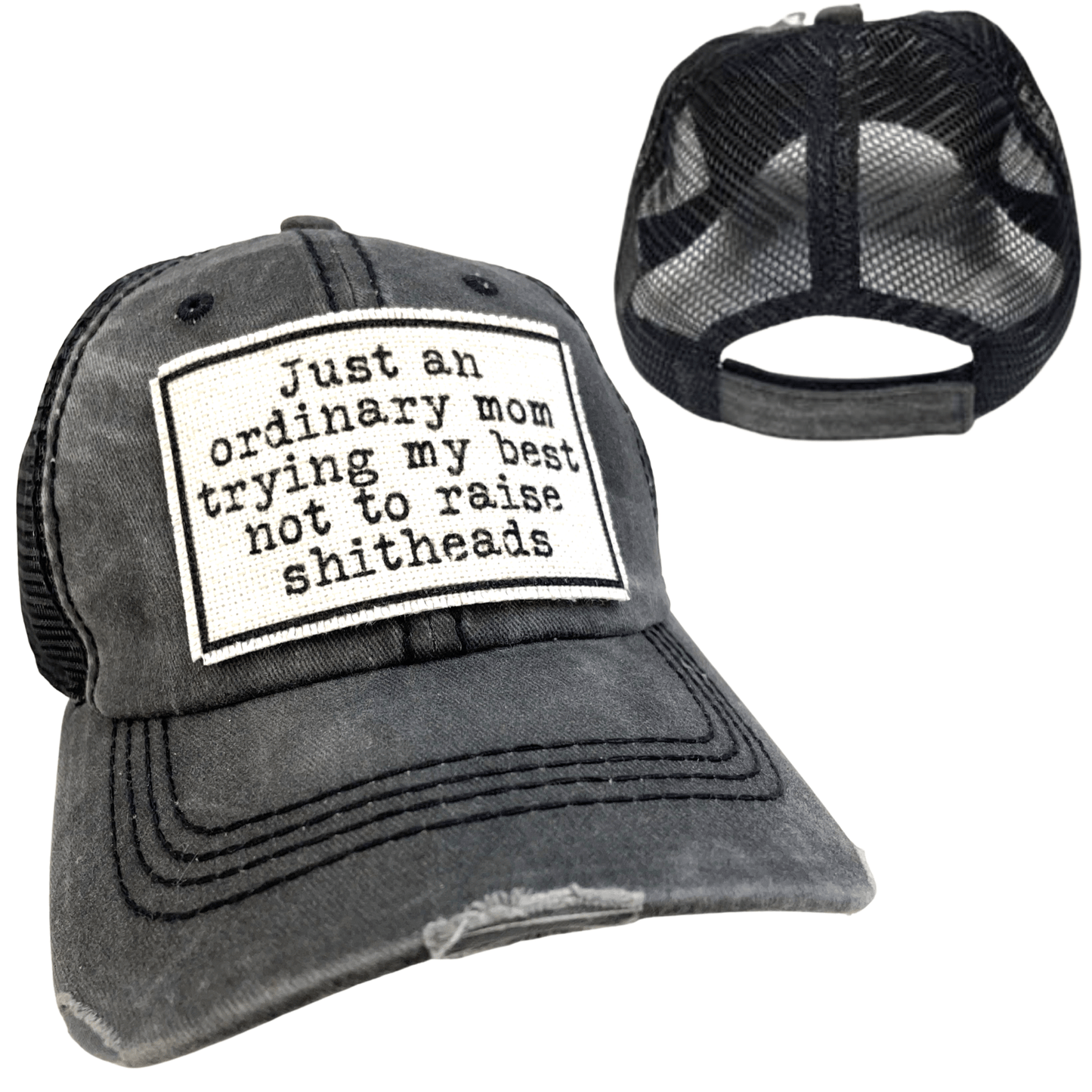 MOM TRYING NOT TO RAISE SHITHEADS | WOMAN'S HAT | DISTRESSED