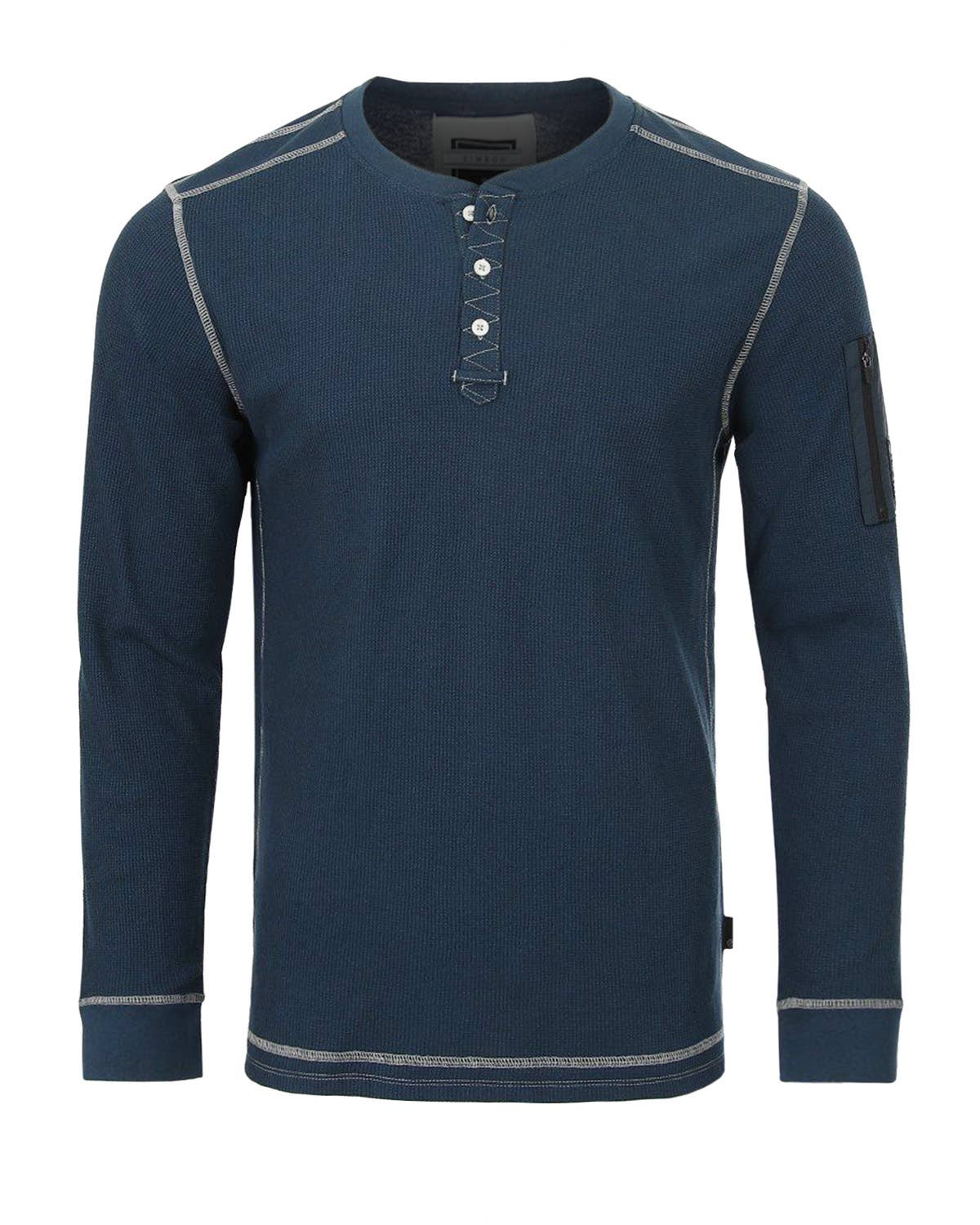 LS607PK - ZIMEGO Casual Basic Long Sleeve Thermal Henley