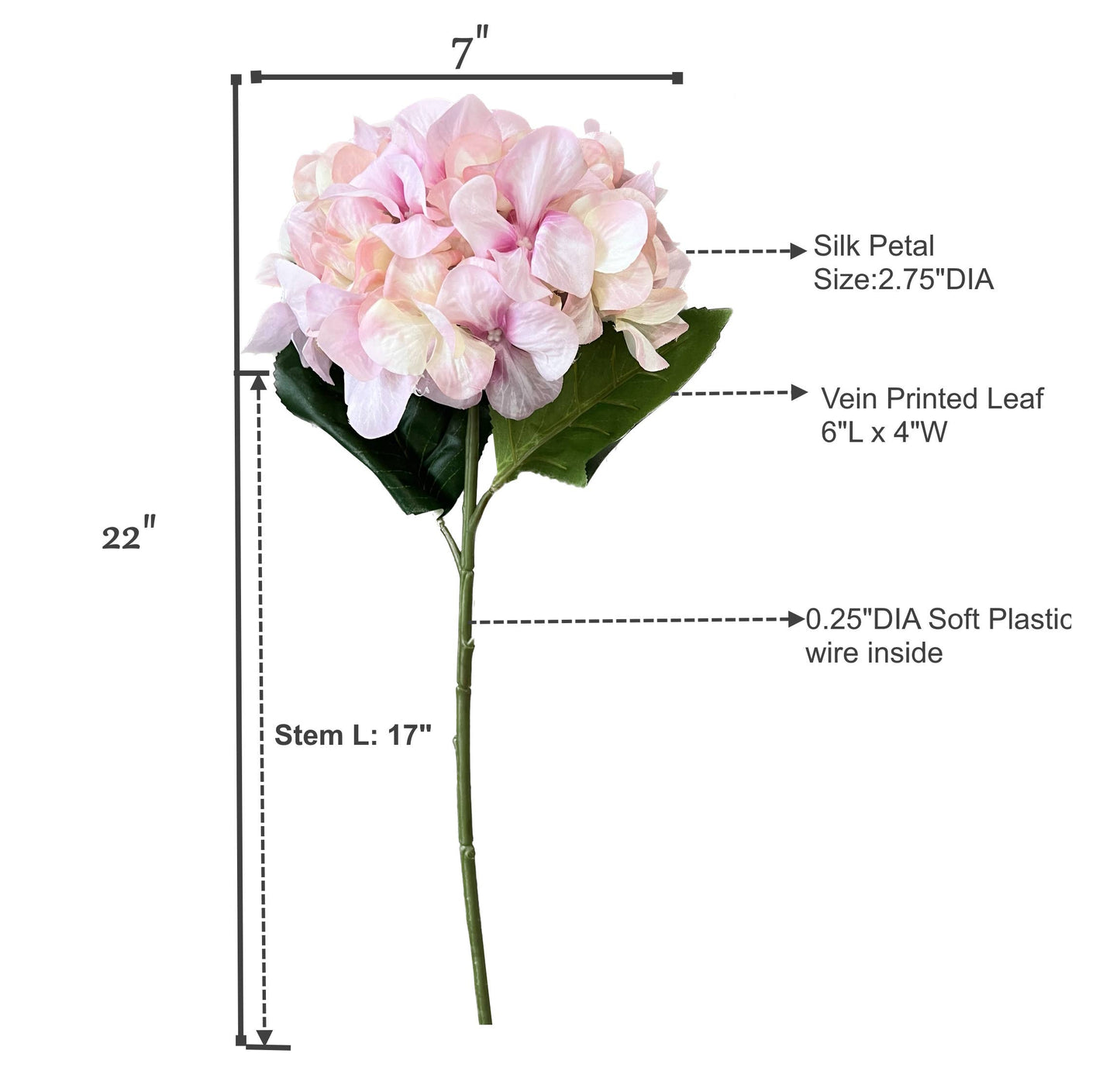 22" Hydrangea-7" bloom