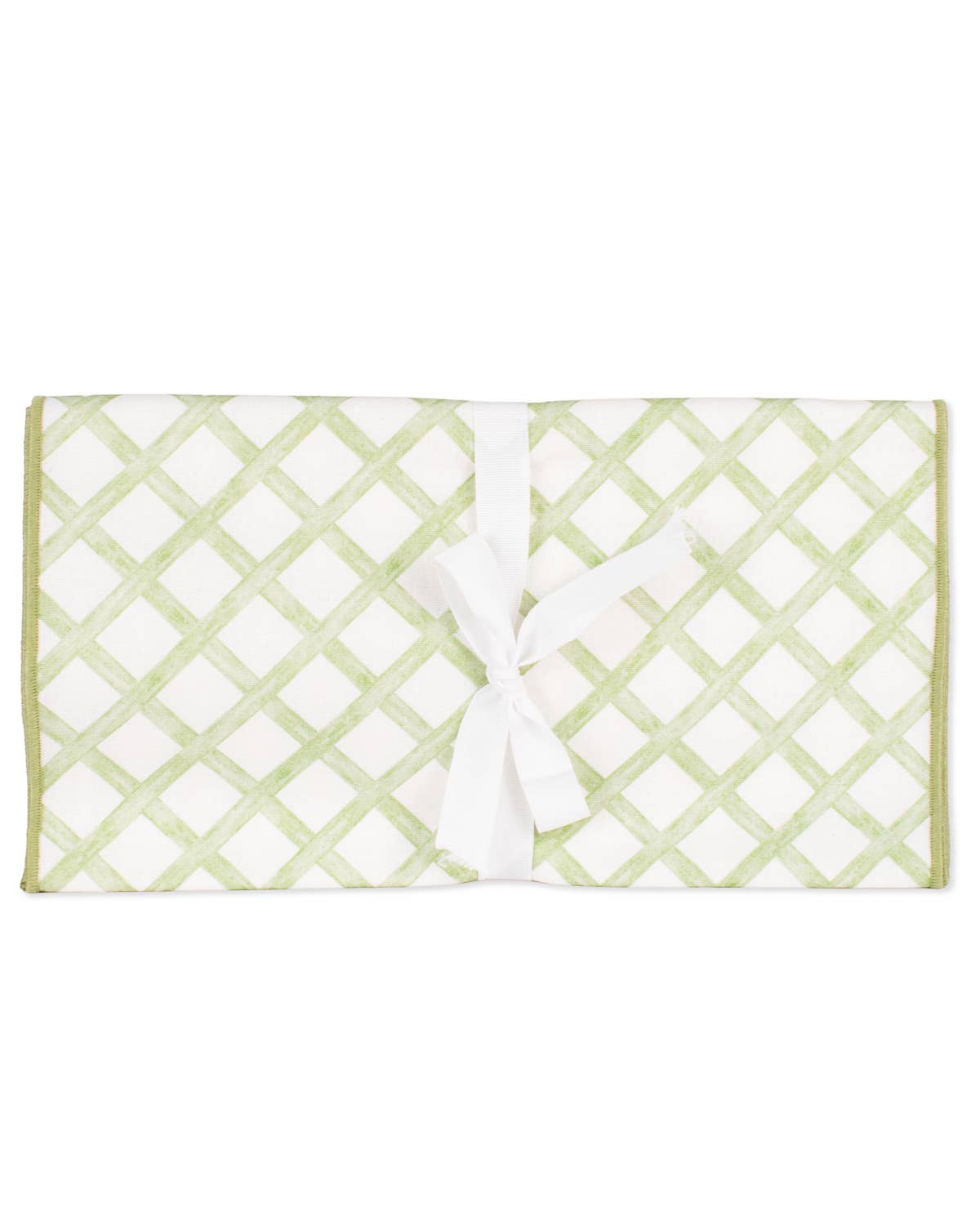 Watercolor Trellis Runner White/Green 13x60