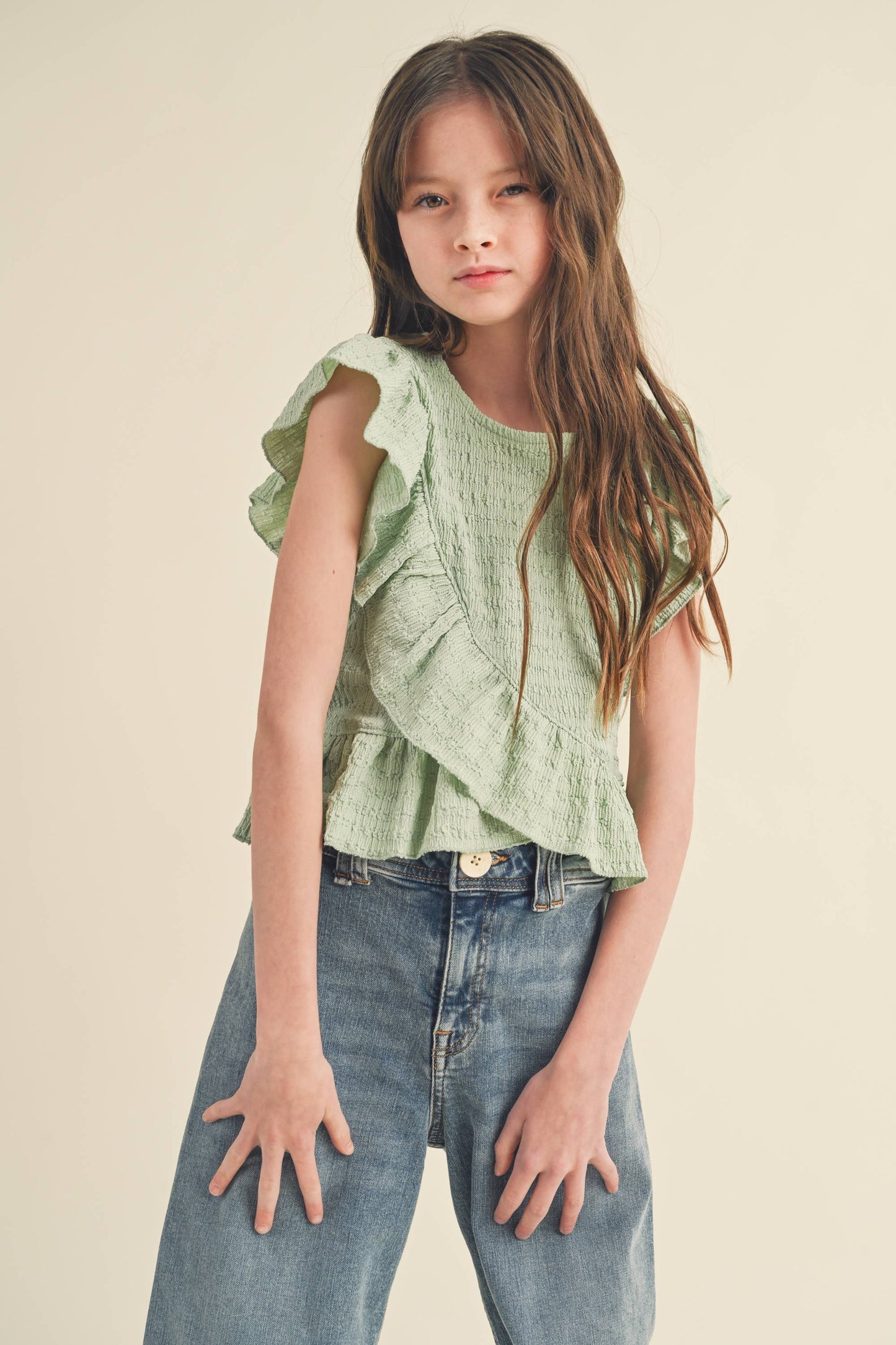 TWEEN KIDS GIRLS ASYMMETRICAL SLEEVELESS TOP (7-14)