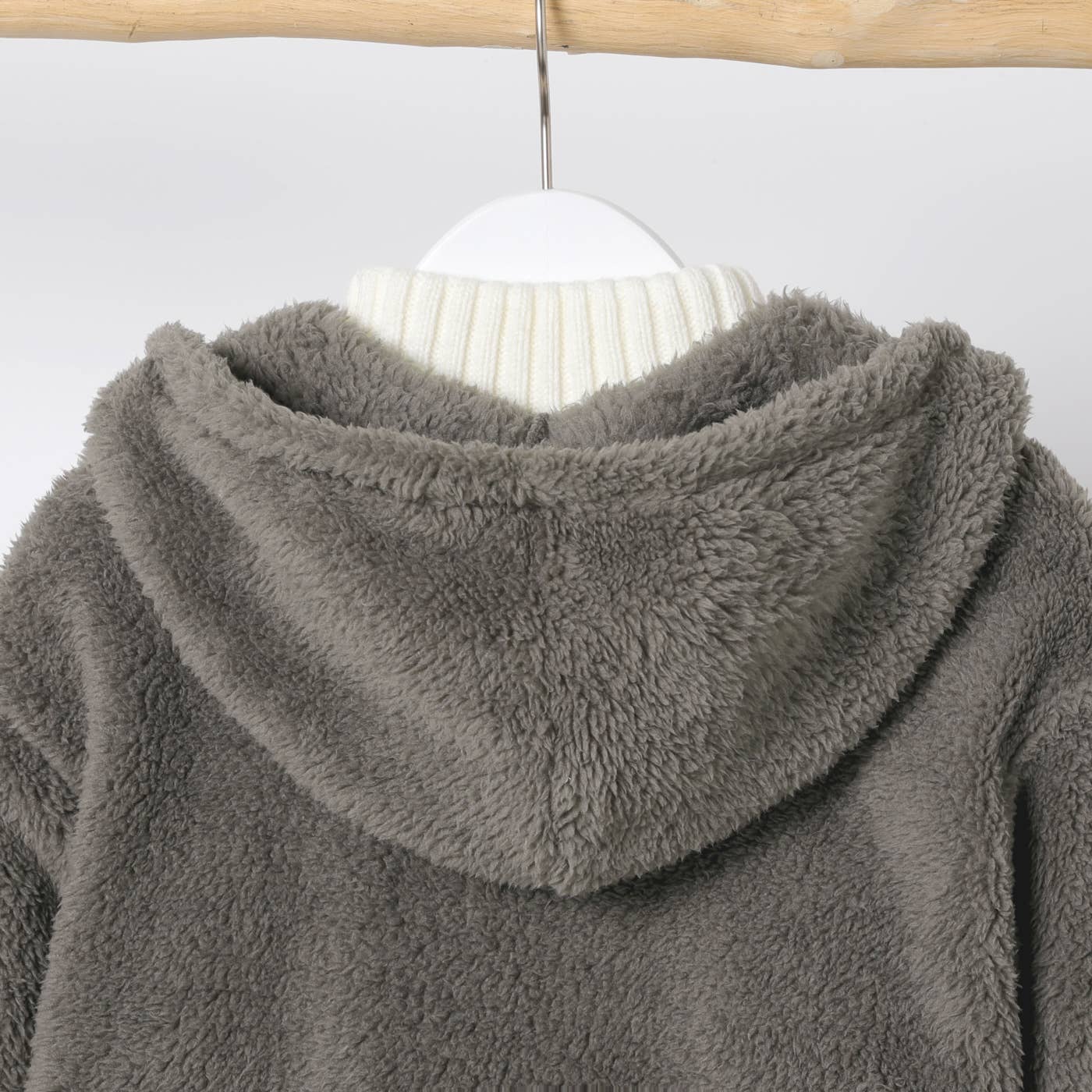 Kid Boy/Girl Solid Color Hooded Fuzzy Coat