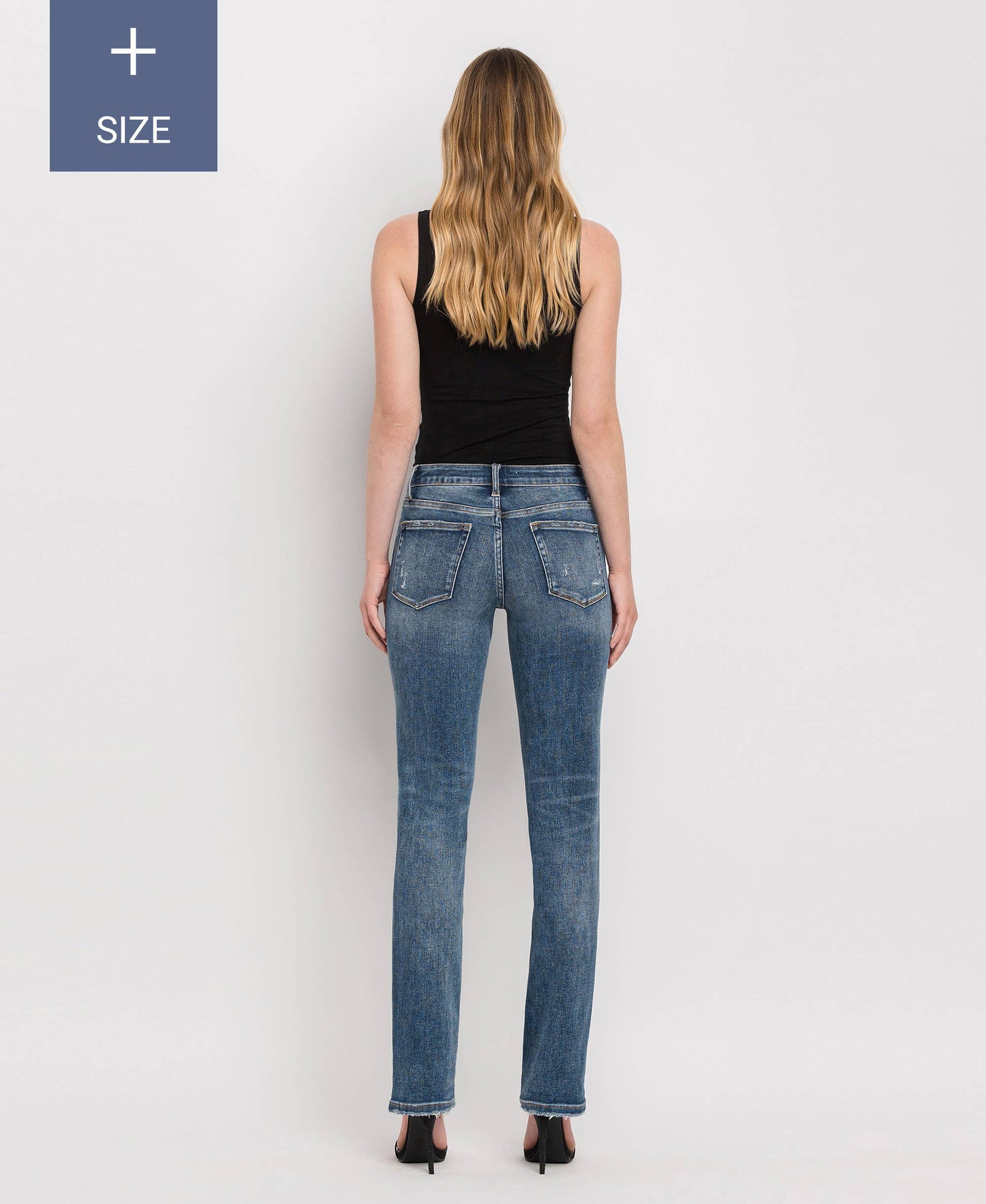 PLUS SIZE MID RISE SLIM STRAIGHT JEANS LV1027-P