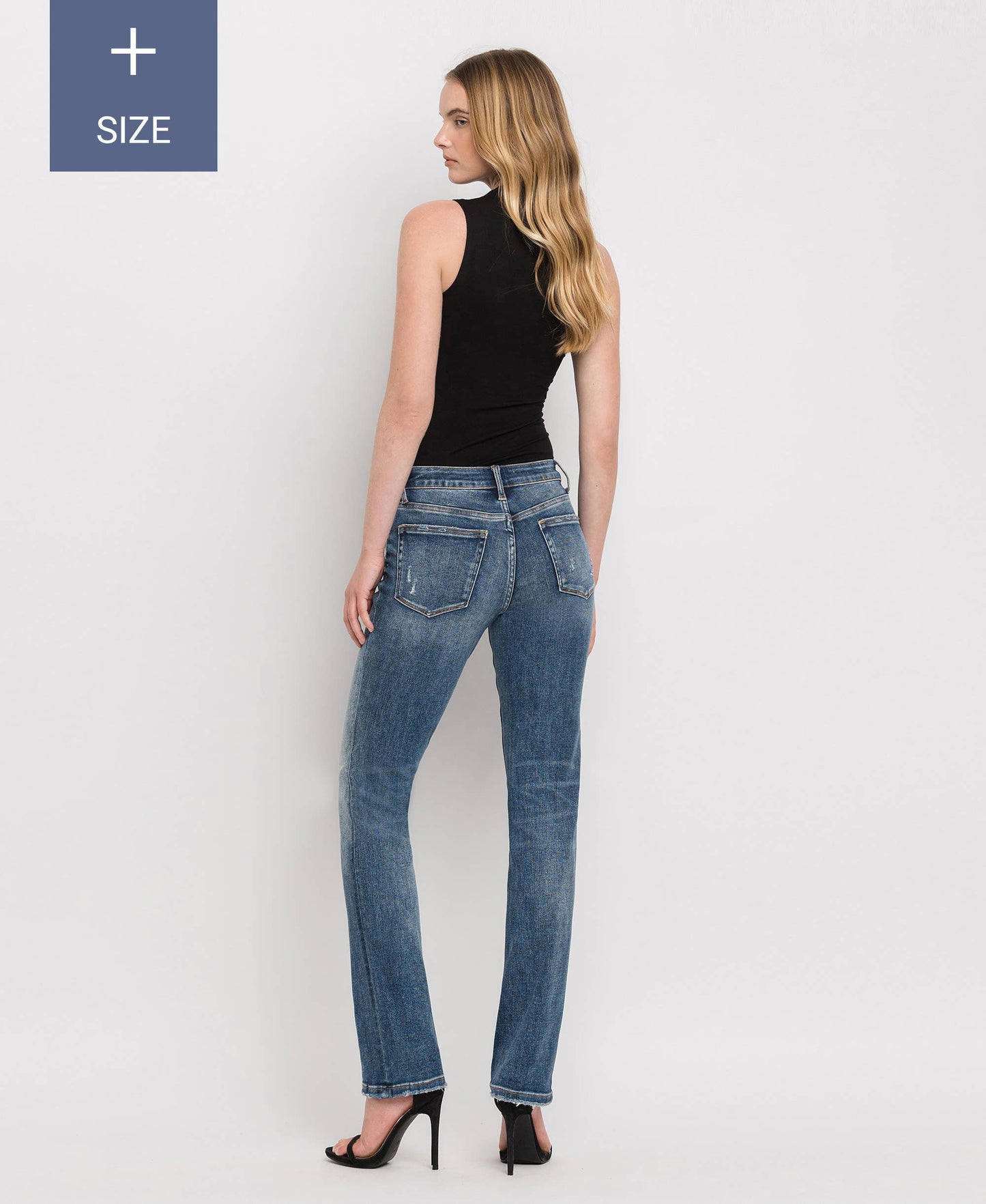 PLUS SIZE MID RISE SLIM STRAIGHT JEANS LV1027-P