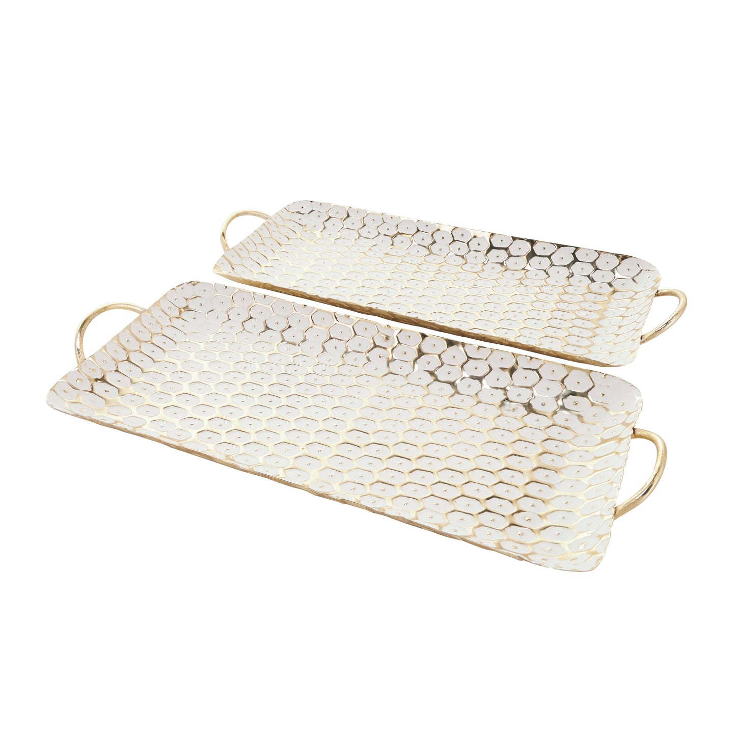 Large Gold and White Metal Tray
