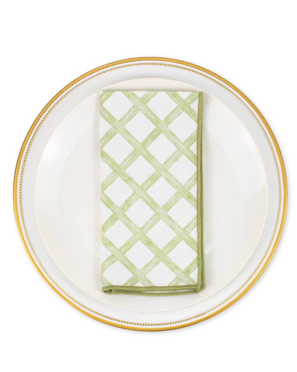 Watercolor Trellis Napkin White/Green 18x18
