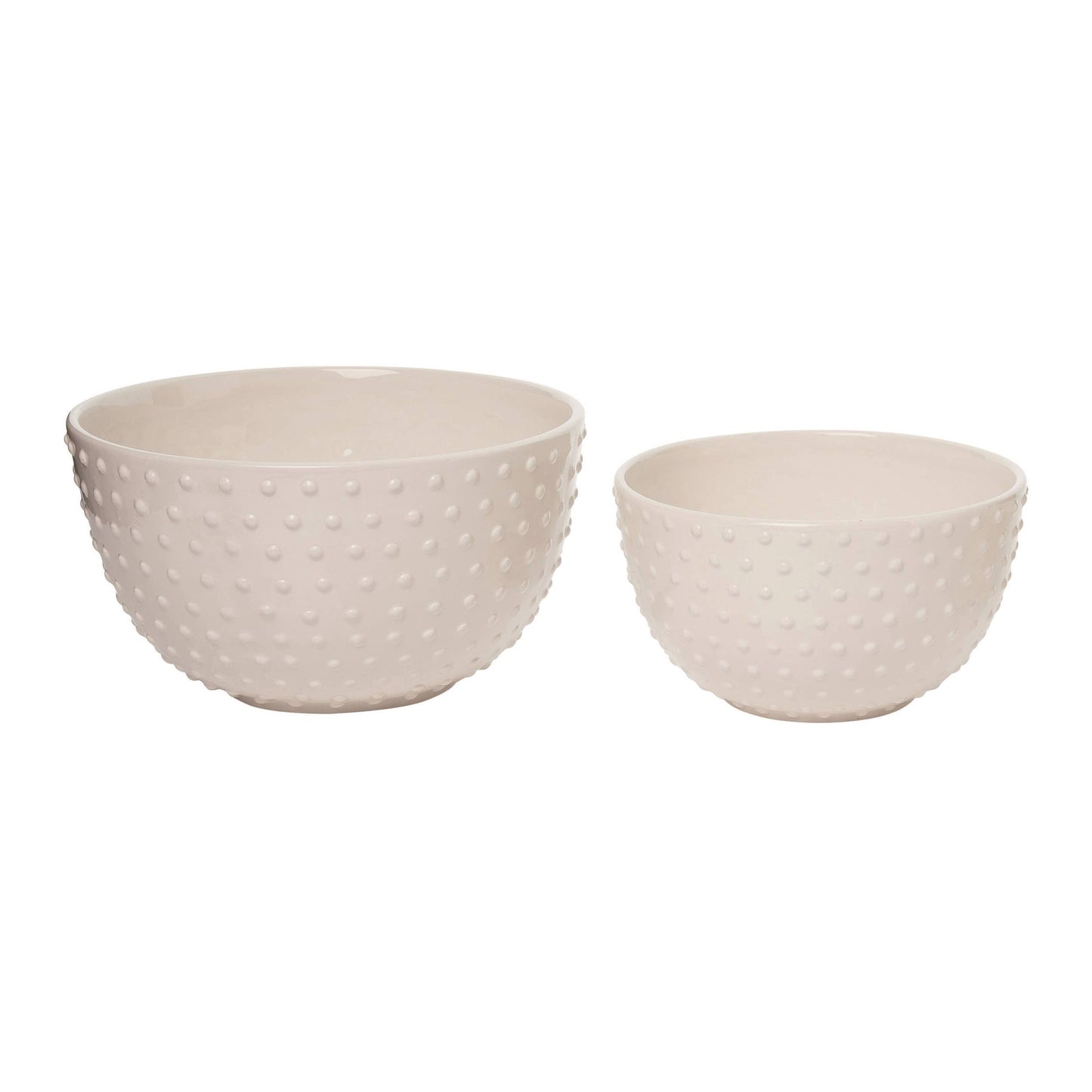 Set 2 Dolomite Dotted Hobnail Mixing Bowls