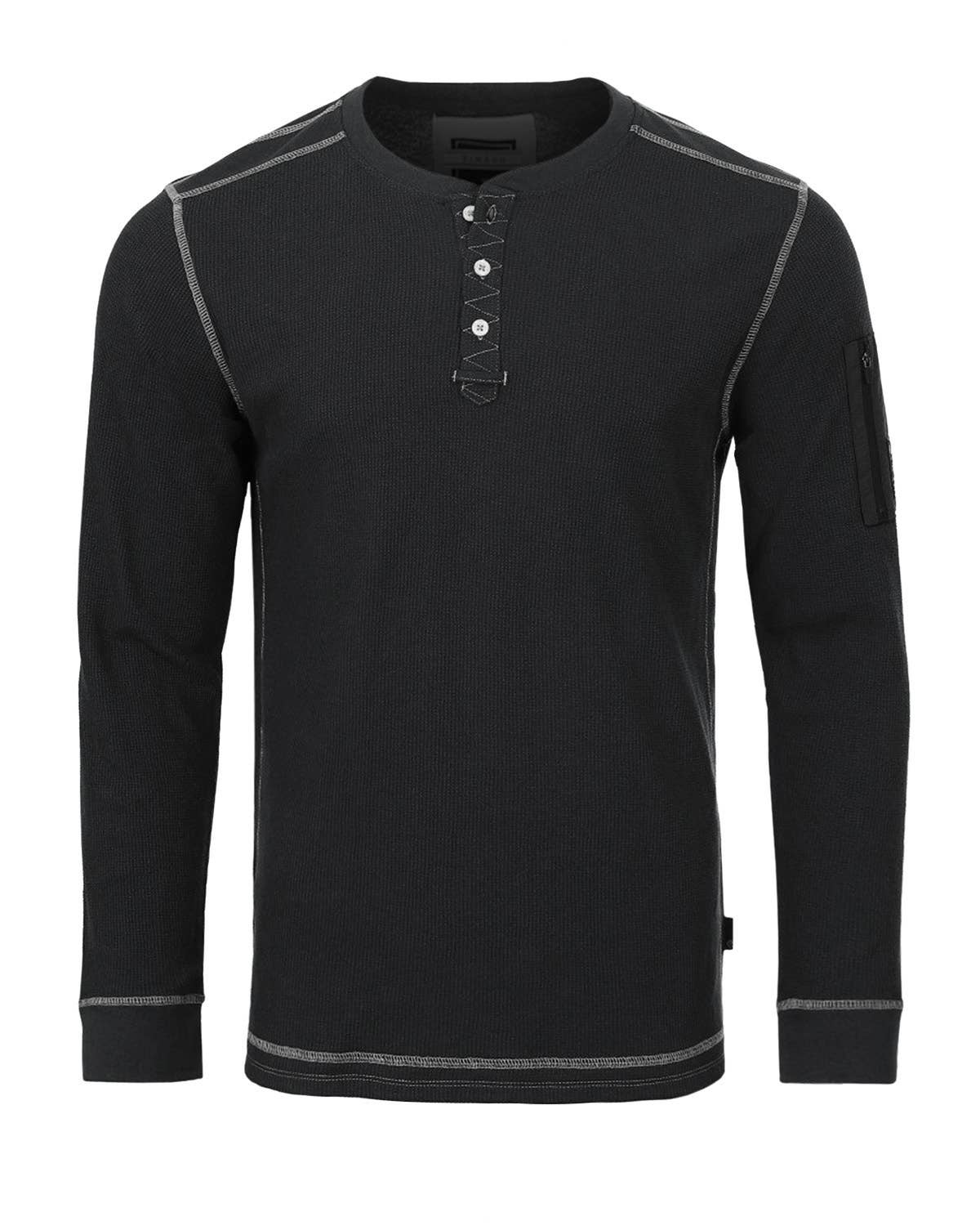 LS607PK - ZIMEGO Casual Basic Long Sleeve Thermal Henley