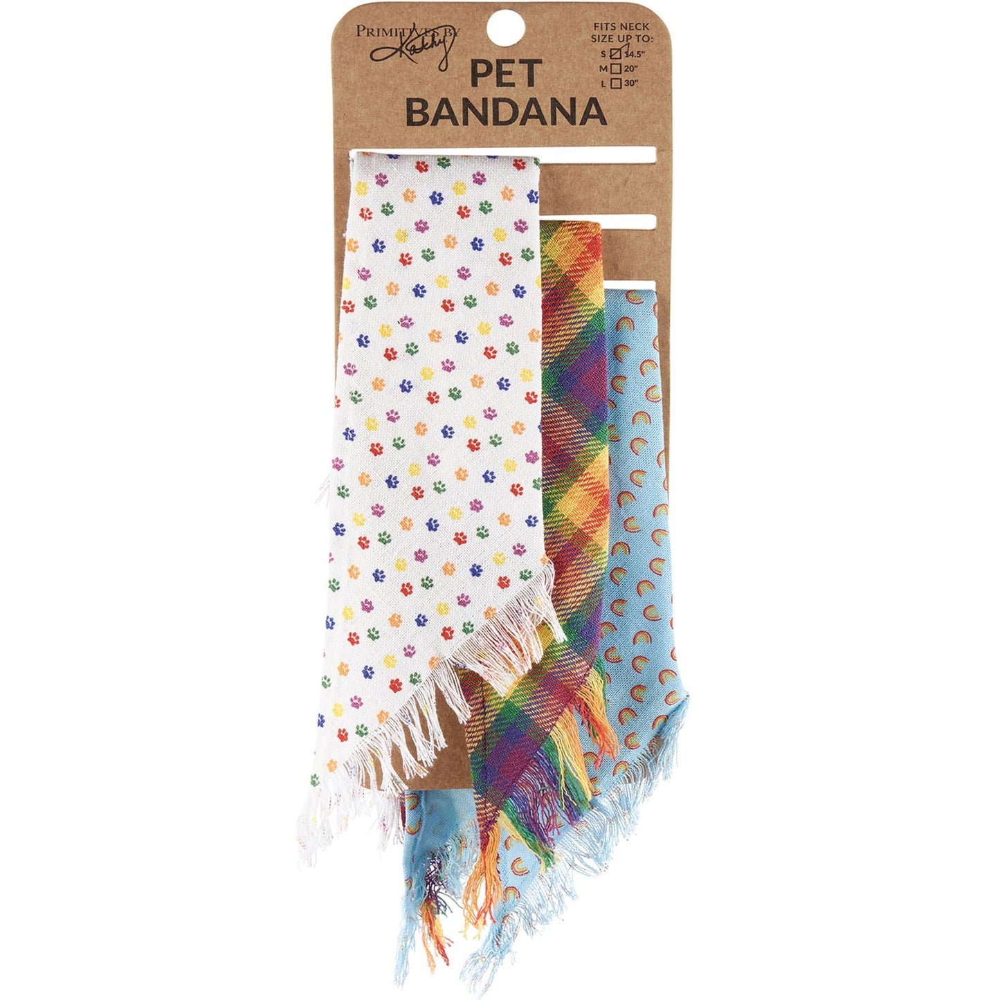 Rainbow Plaid Small Pet Bandana Set