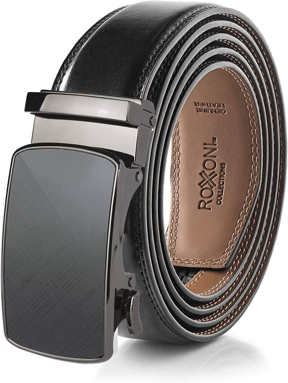 Men’s Genuine Leather Ratchet Belt with Automatic Buckle