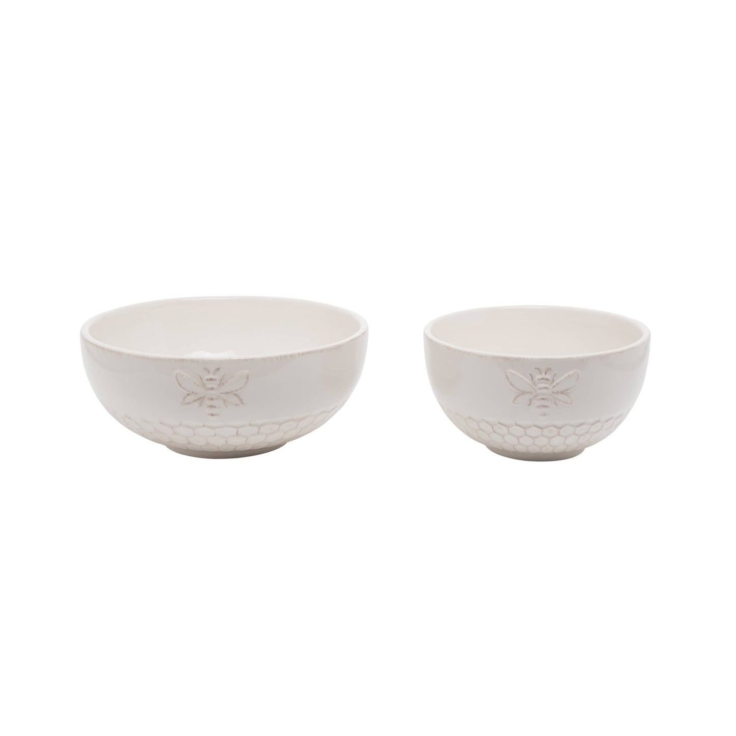 VIP 7.28 in. White Honey Bee Nested Bowls Set of 2