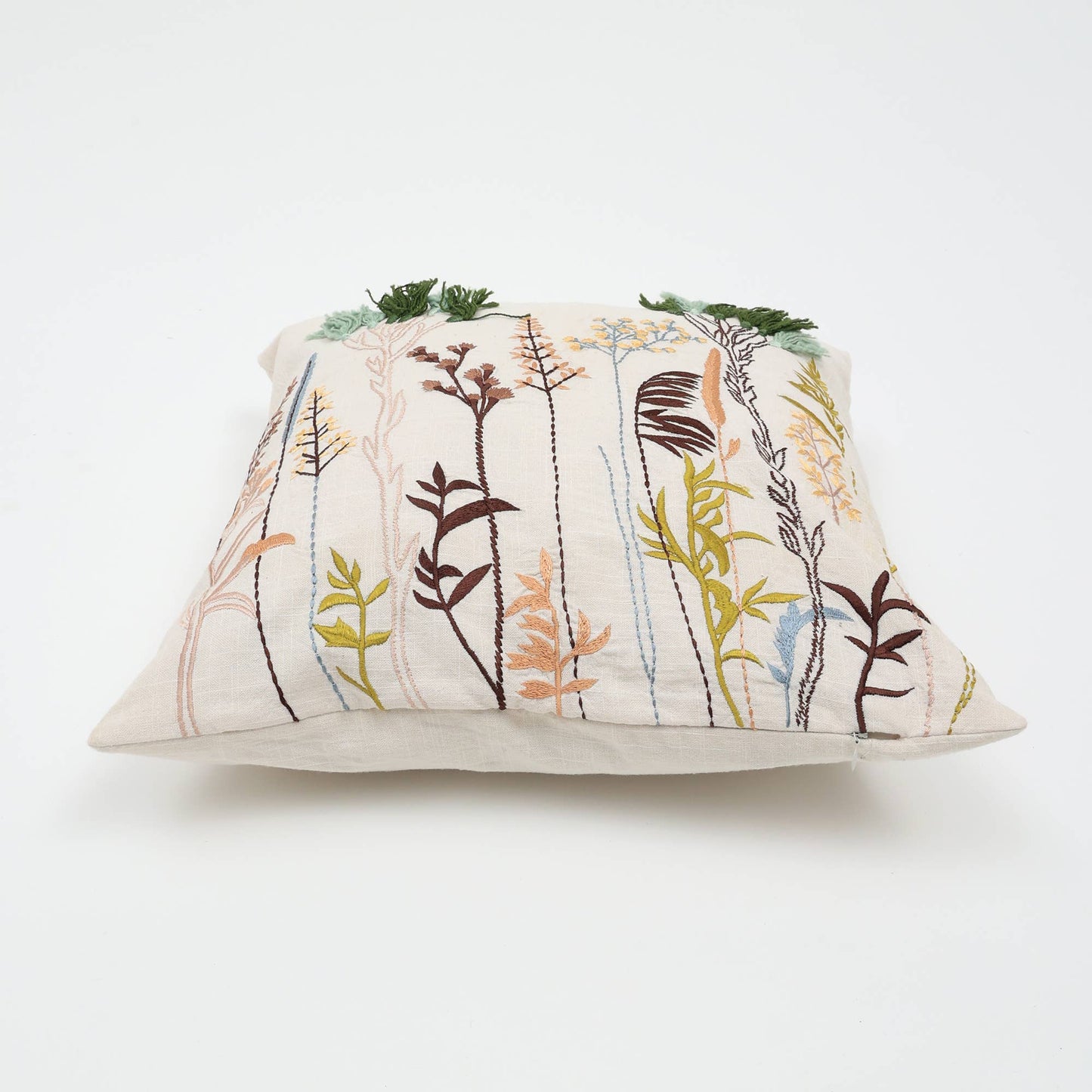Botanical Bloom Decorative Embroidered Throw Pillow-18X18"