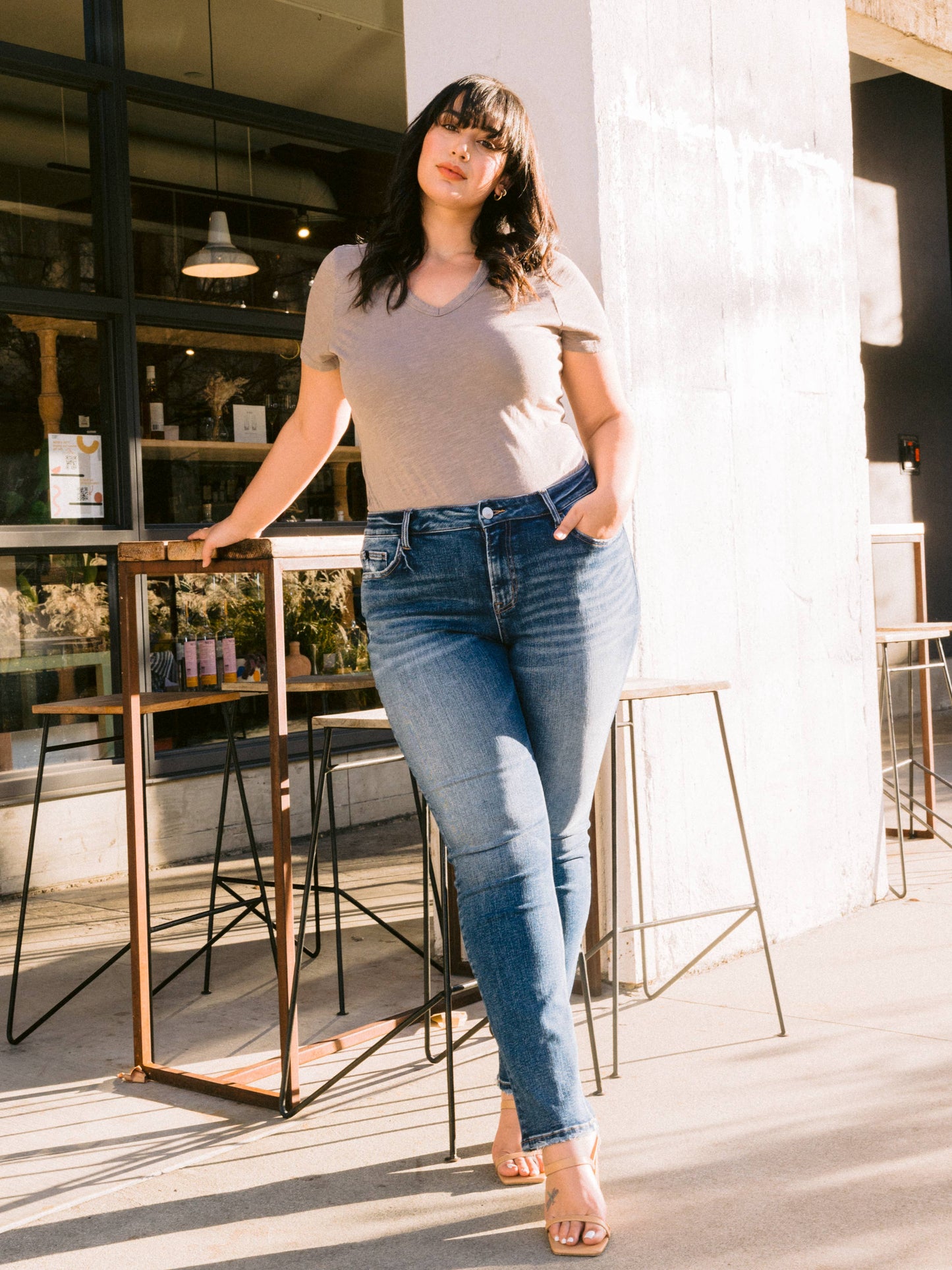 PLUS SIZE MID RISE SLIM STRAIGHT JEANS LV1027-P