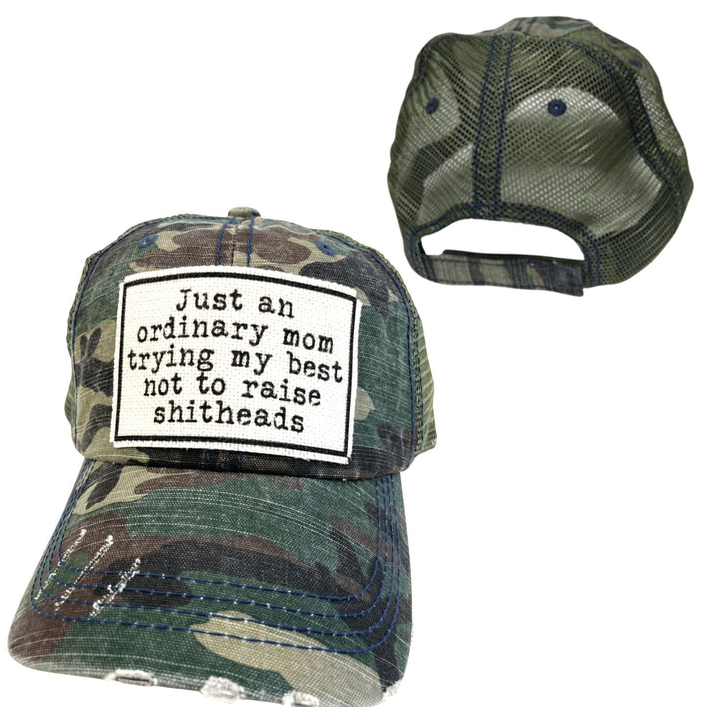 MOM TRYING NOT TO RAISE SHITHEADS | WOMAN'S HAT | DISTRESSED