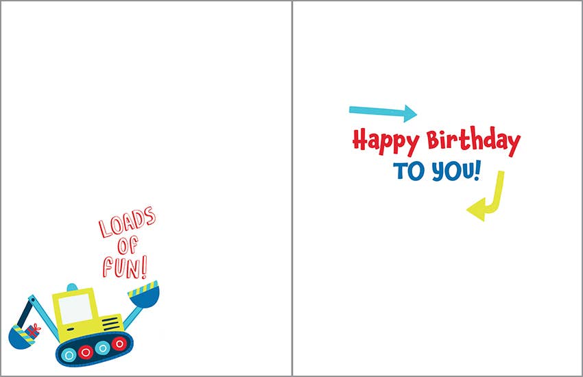 Birthday Card - Kids - Construction Trucks