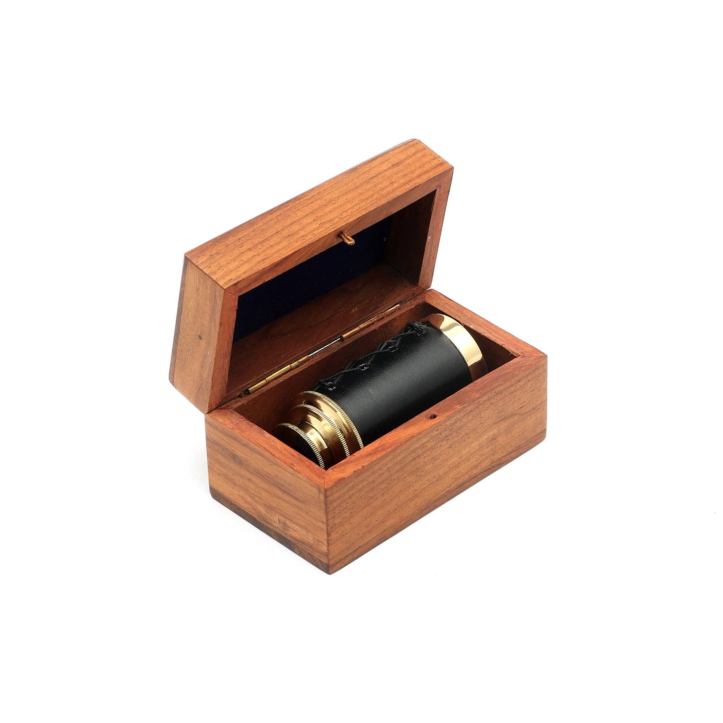 Brass handheld Collapsible Telescope with Wooden Box-6"