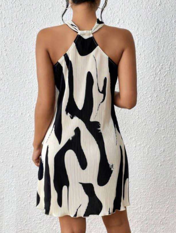 Printed Halterneck Women's Dress Short Skirt