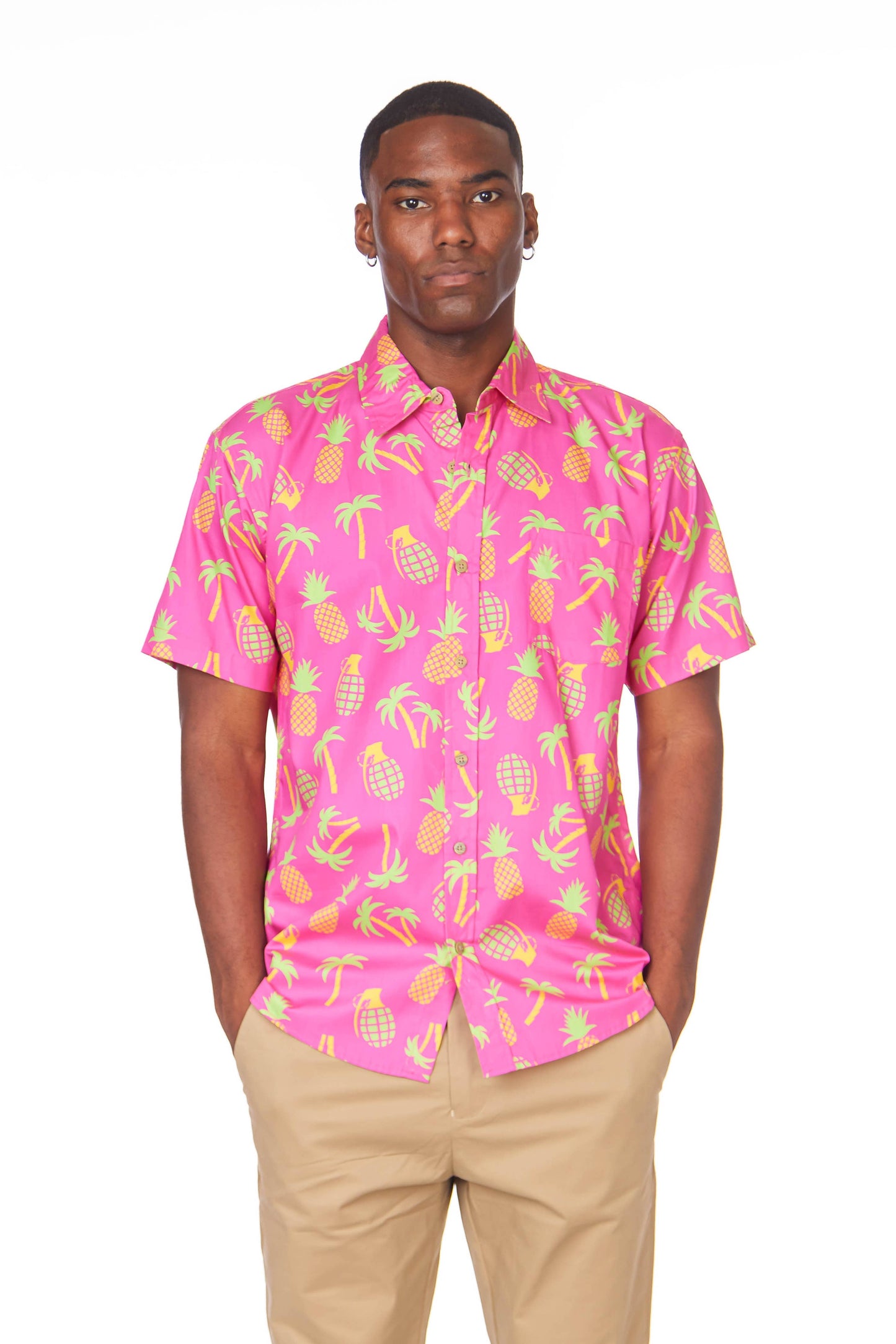 Men's Printed Woven Fun Print Short Sleeve Cotton Shirt