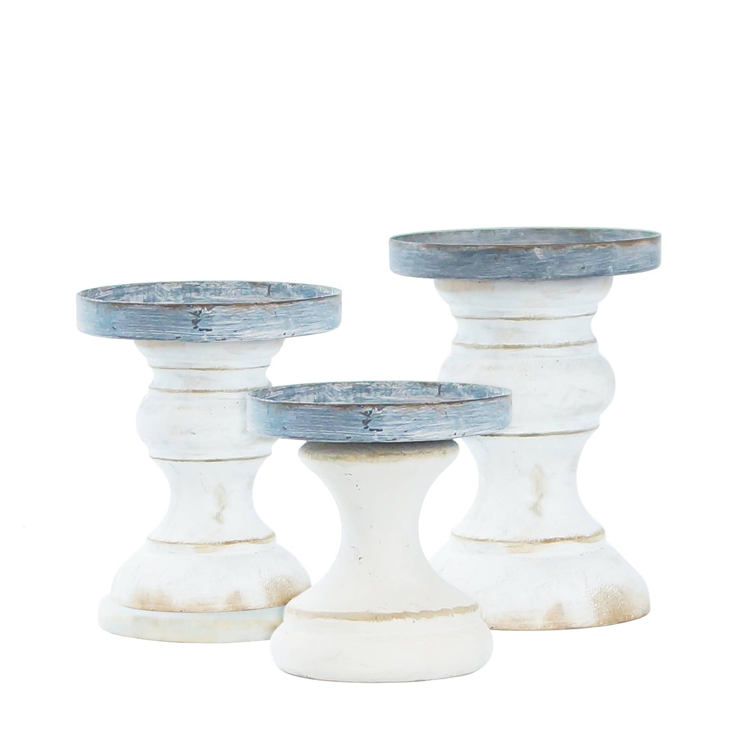 VIP White Wood Candle Holders (Set of 3)
