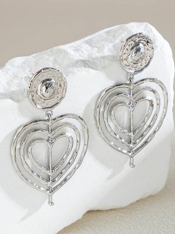 Normcore Geometric Heart Shape Hollow Solid Color Drop Earrings