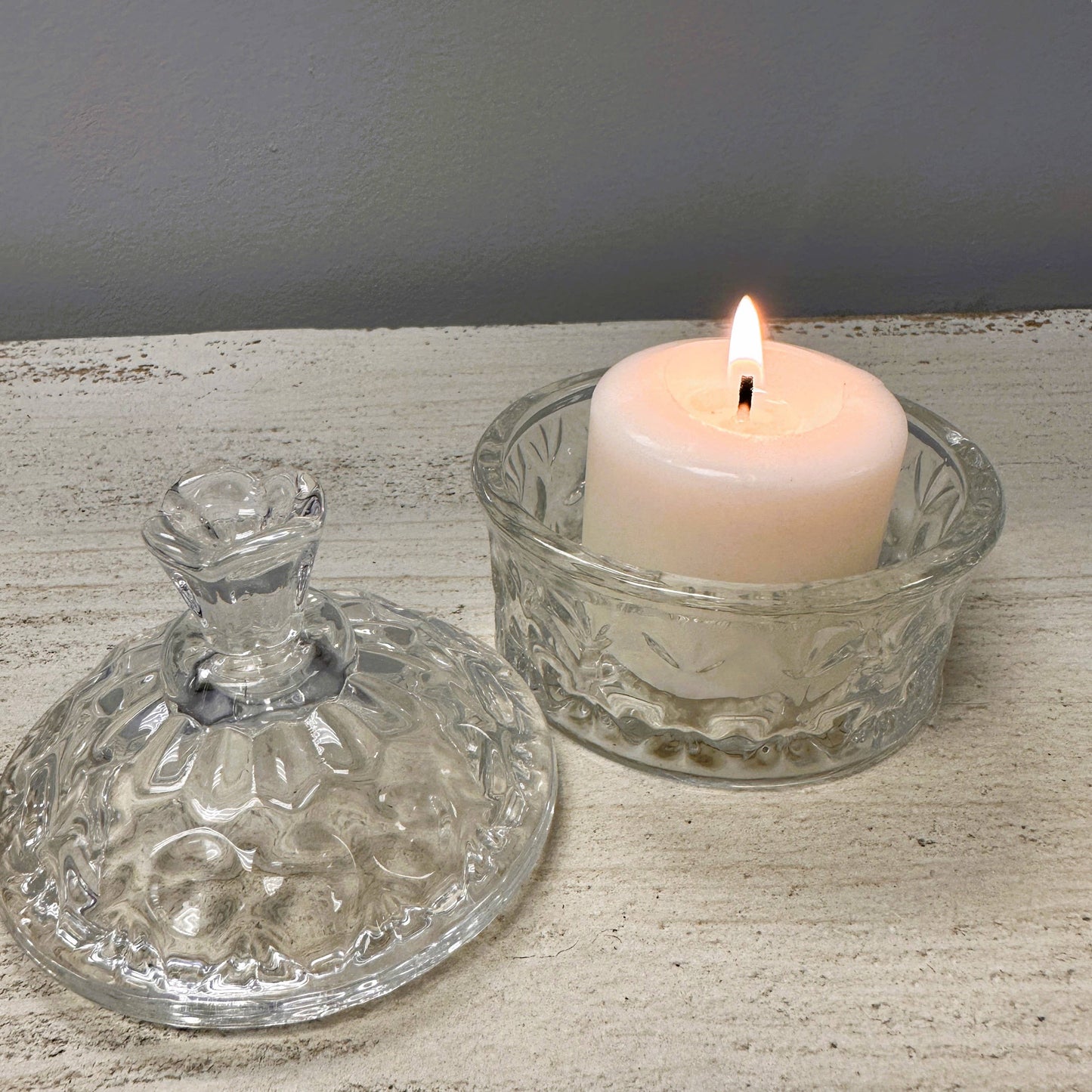 Clear Carved Glass Storage Jar With Lid