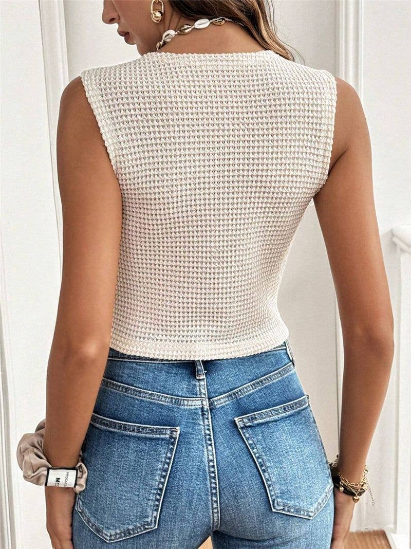 2025 SUMMER Textured waistcoat Buttoned tank top