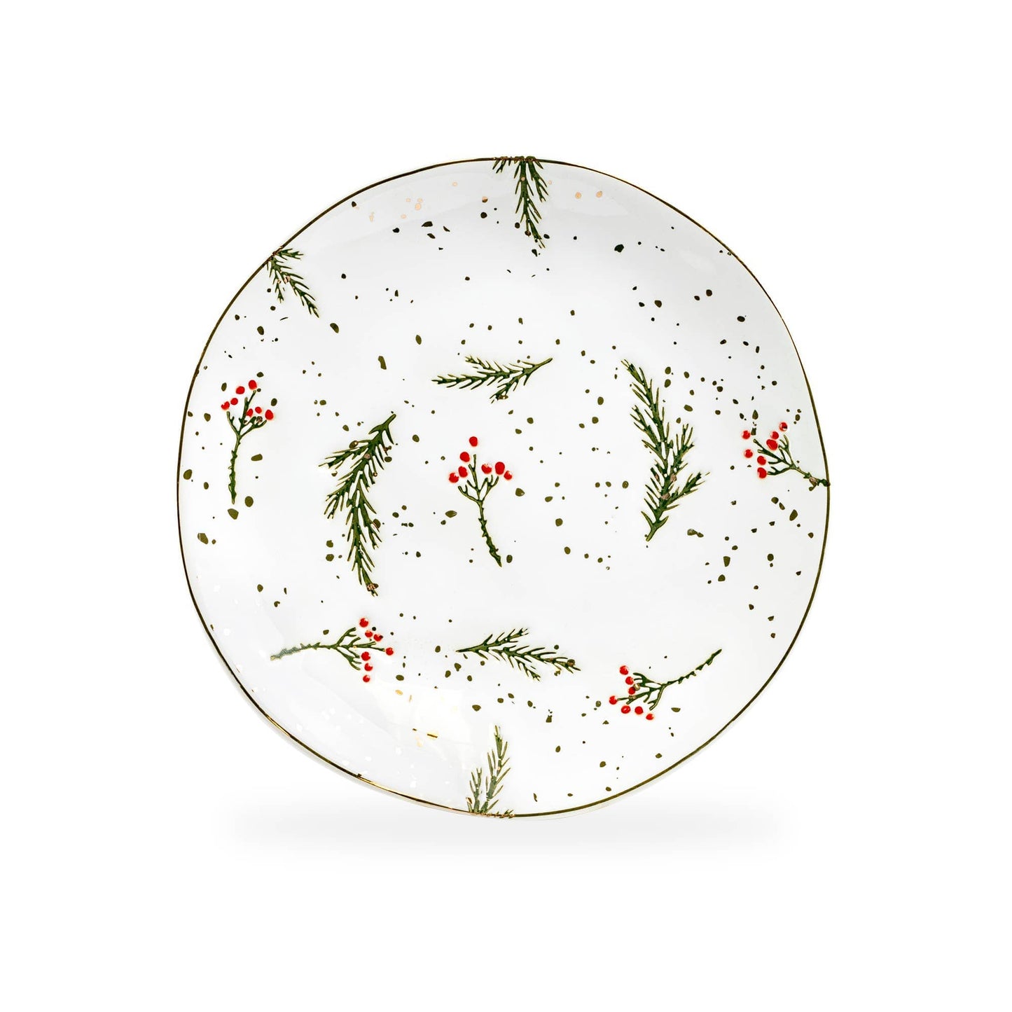 Holly Berries Organic Shape 7.5" Dessert Plate