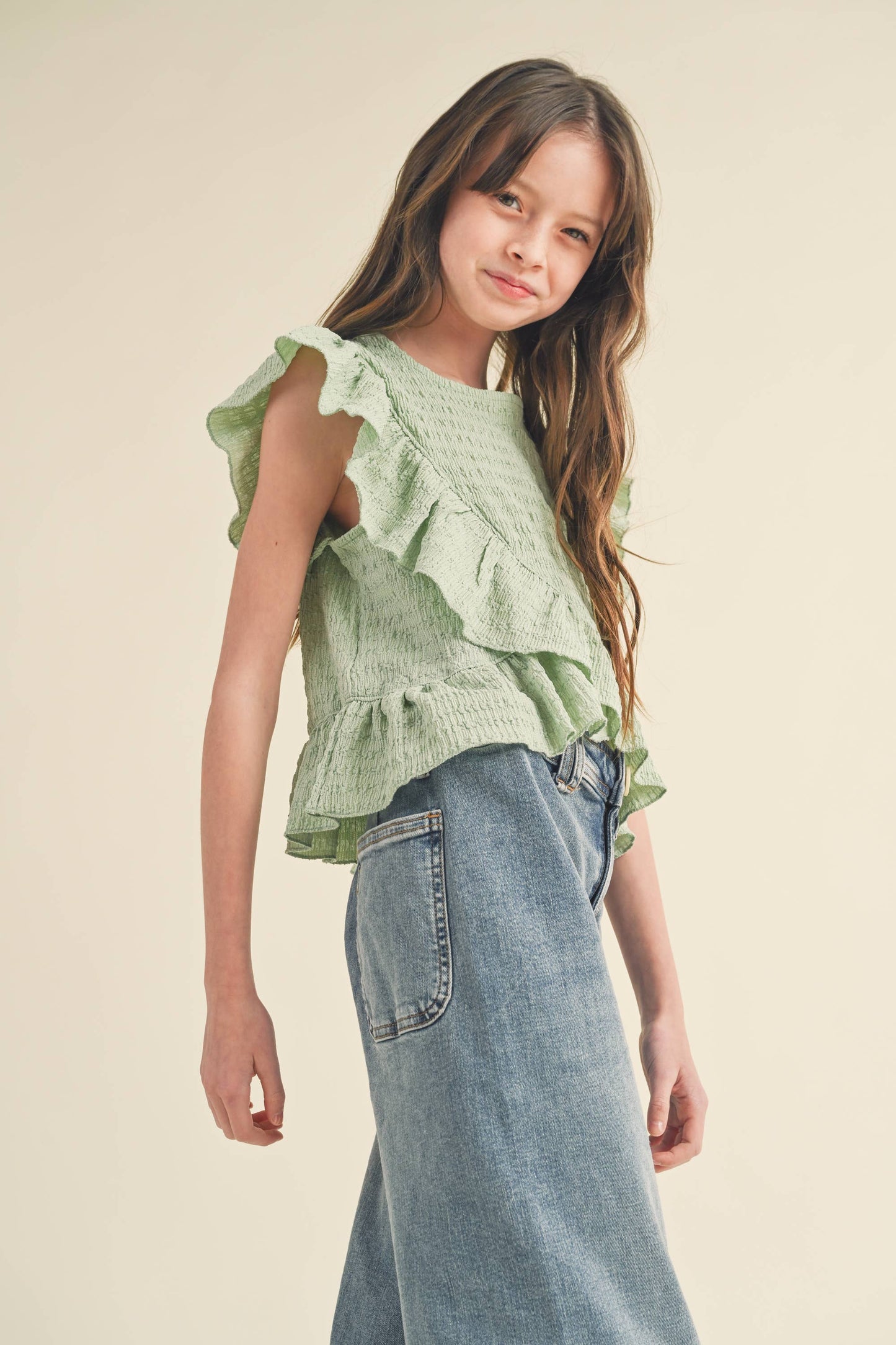 TWEEN KIDS GIRLS ASYMMETRICAL SLEEVELESS TOP (7-14)