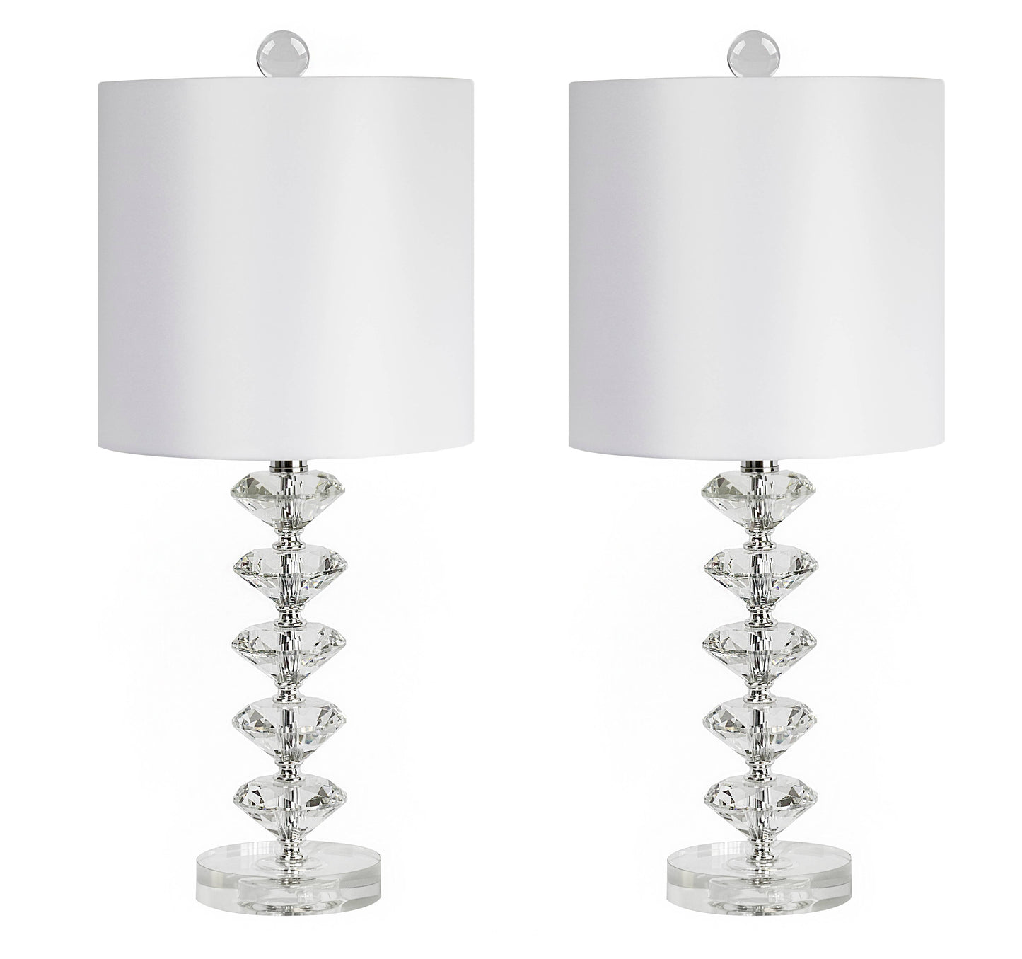 23" Genuine Crystal Table Lamp w/ Stacked Diamond Base