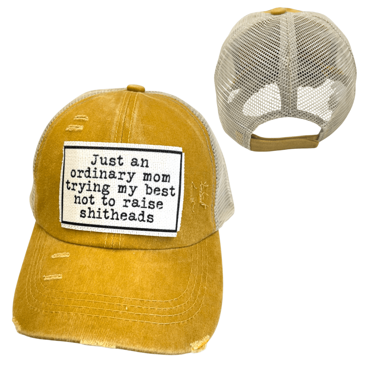 MOM TRYING NOT TO RAISE SHITHEADS | WOMAN'S HAT | DISTRESSED
