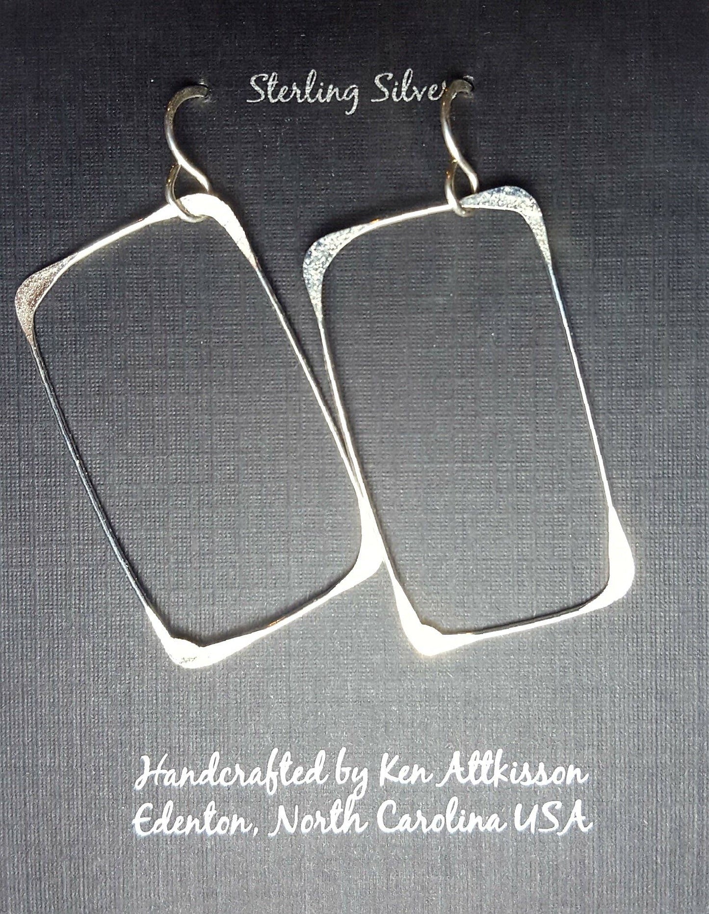 Sterling Silver Earrings Large Rectangle