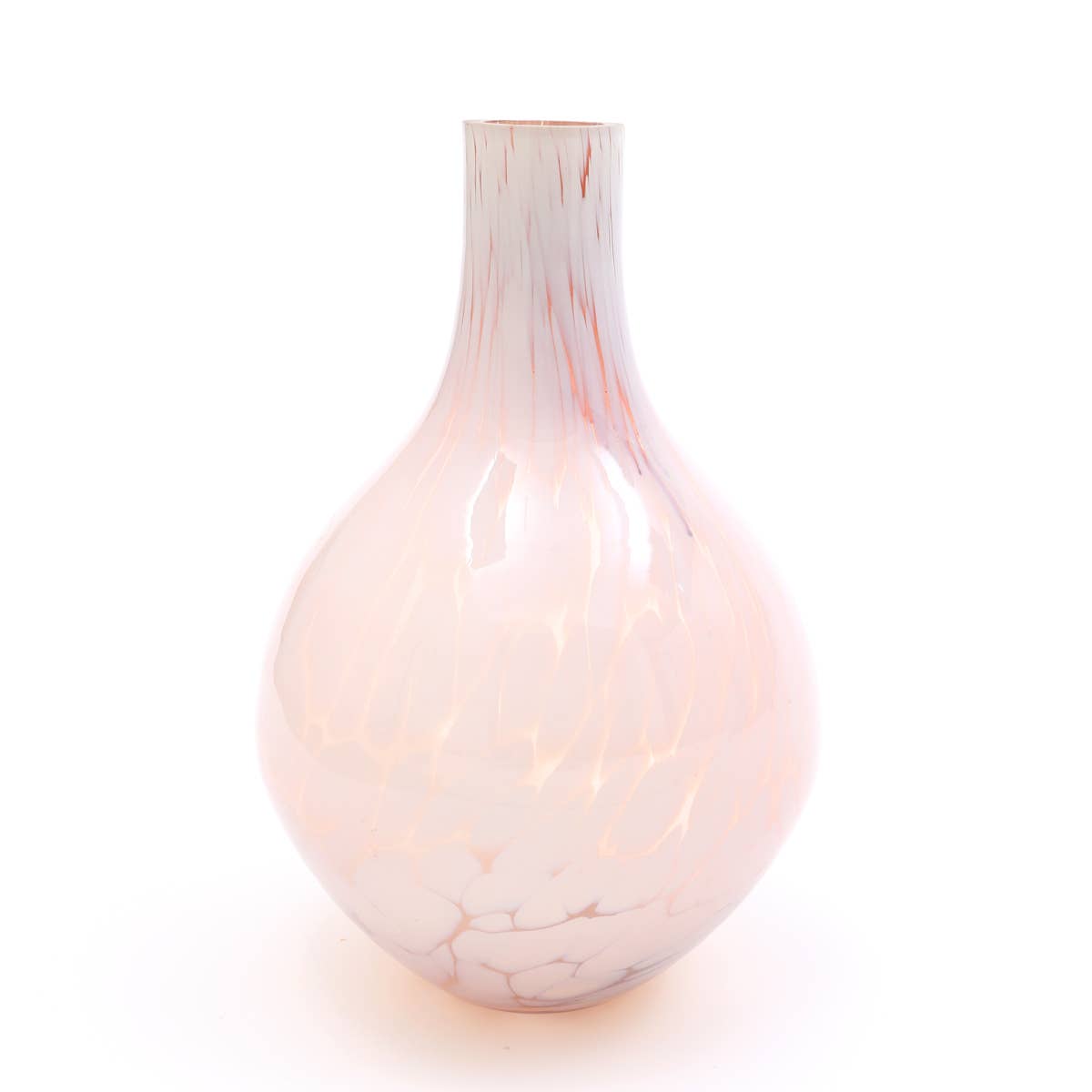 White Splutter Round Glass Vase-8.5X13"