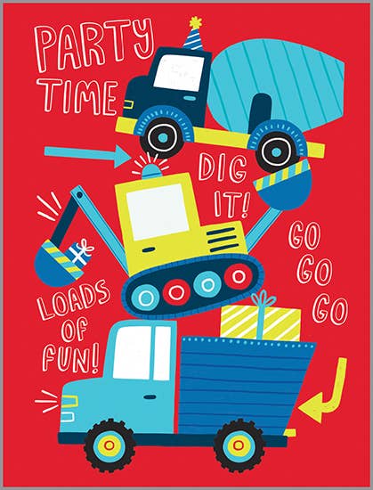 Birthday Card - Kids - Construction Trucks