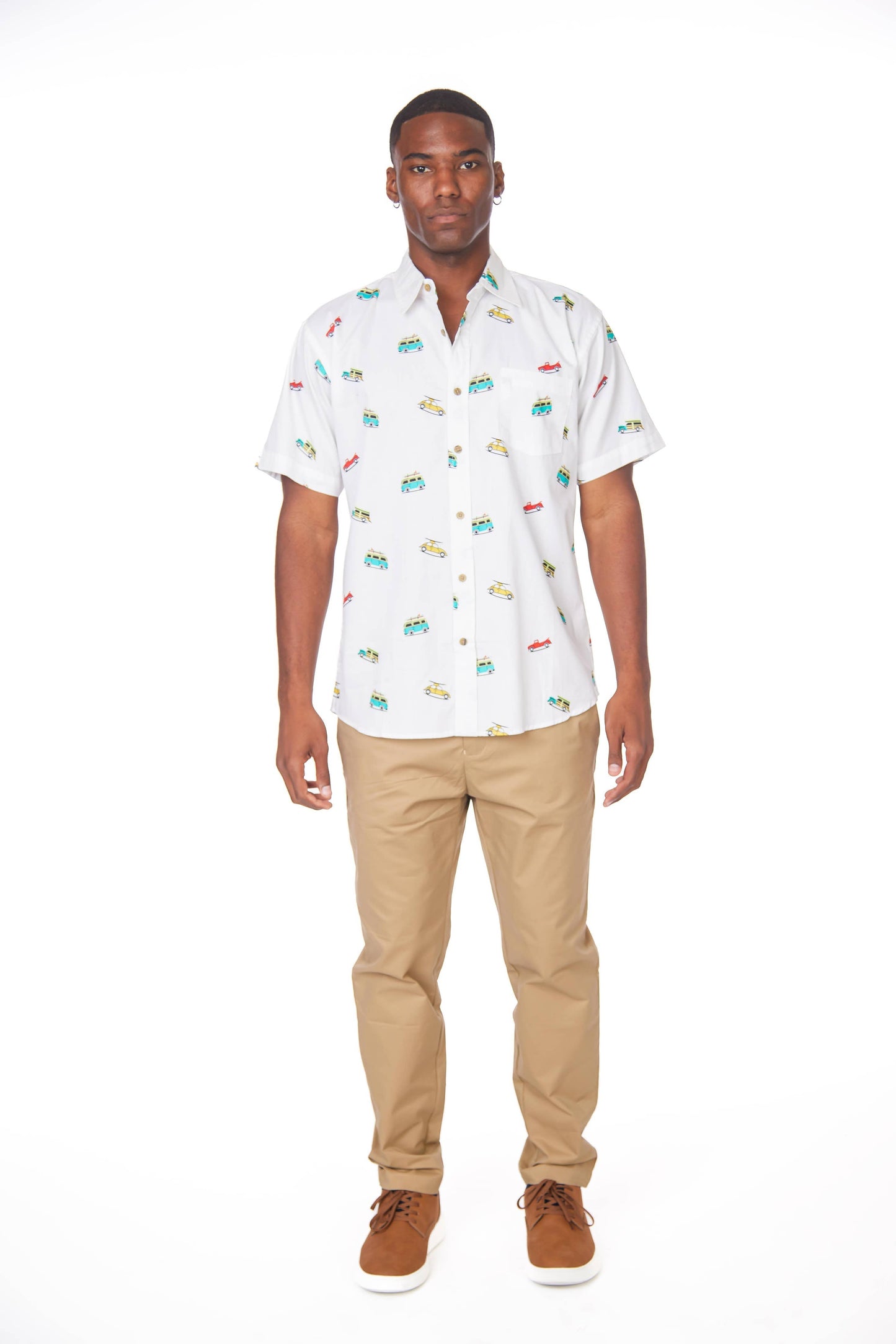 Men's Printed Woven Fun Print Short Sleeve Cotton Shirt