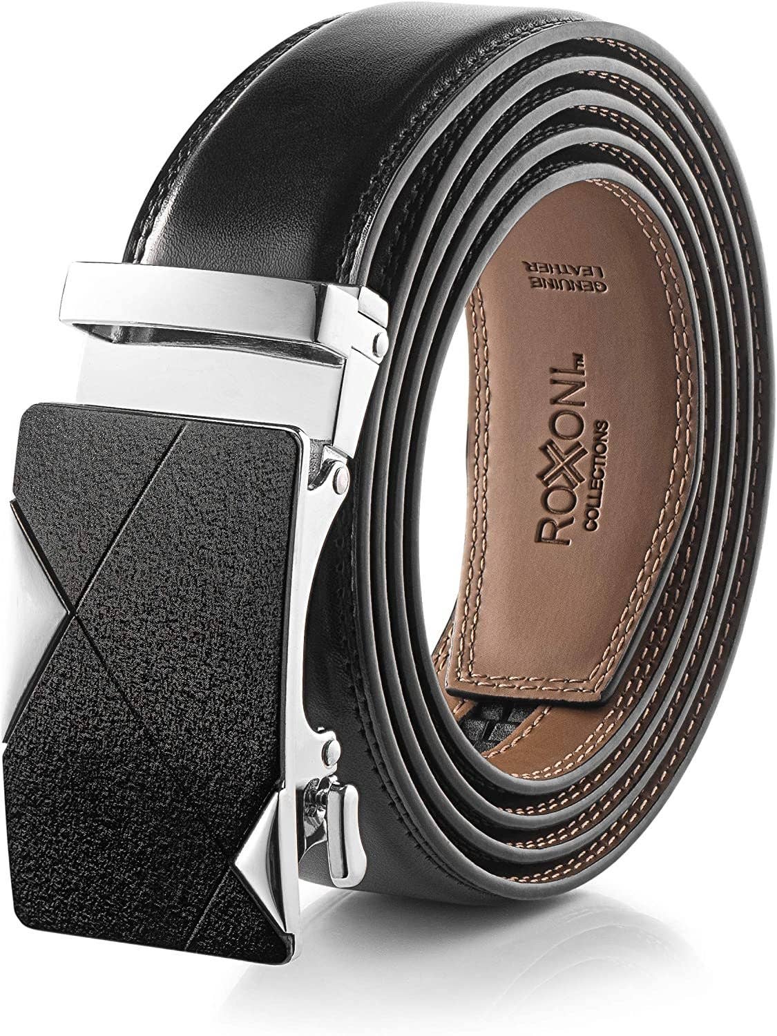Men’s Genuine Leather Ratchet Belt with Automatic Buckle