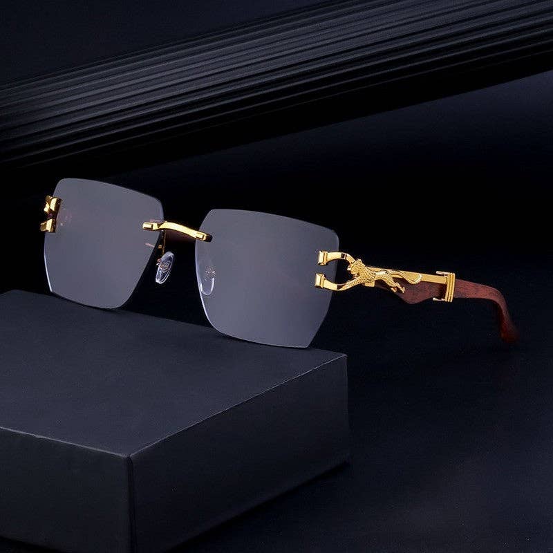Vintage Leopard Print Square Sunglasses For Men