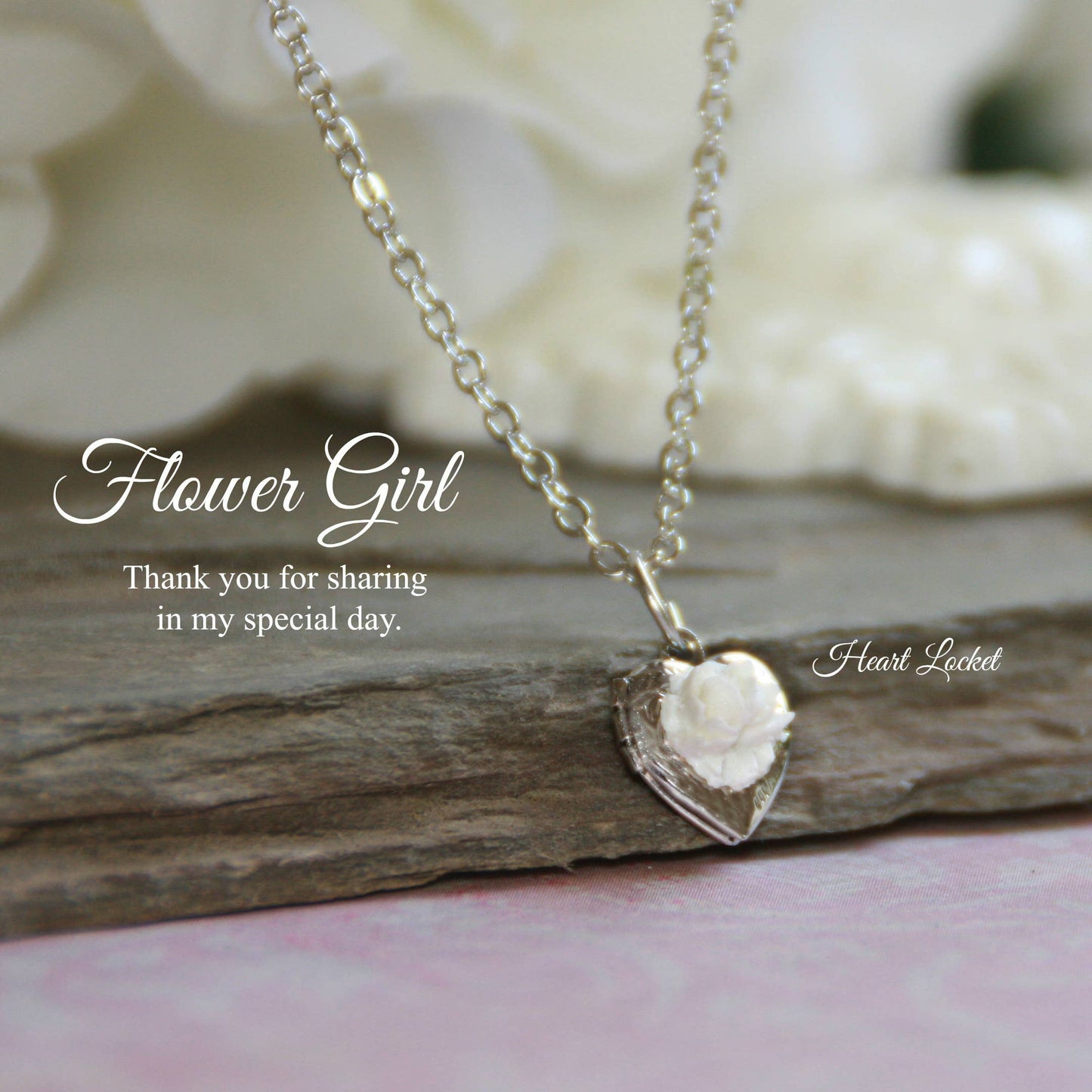 Flower Girl Wedding Heart Locket Necklace CJ-159